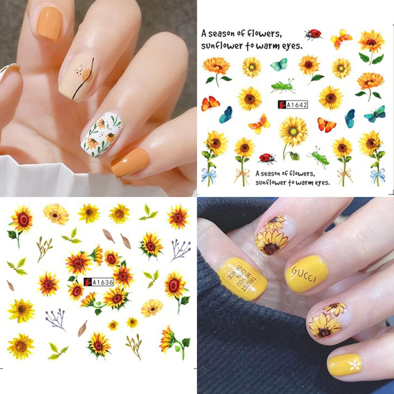 7 Colors Dried Flowers Nail Decorations Natural Floral Sunflower