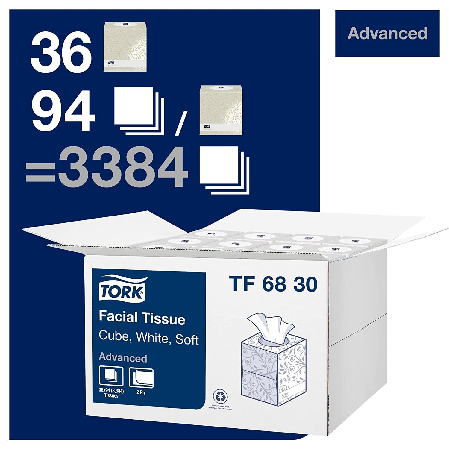 Tork Soft Facial Tissue Cube Box White Advanced 2Ply 36 x 94 Sheets
