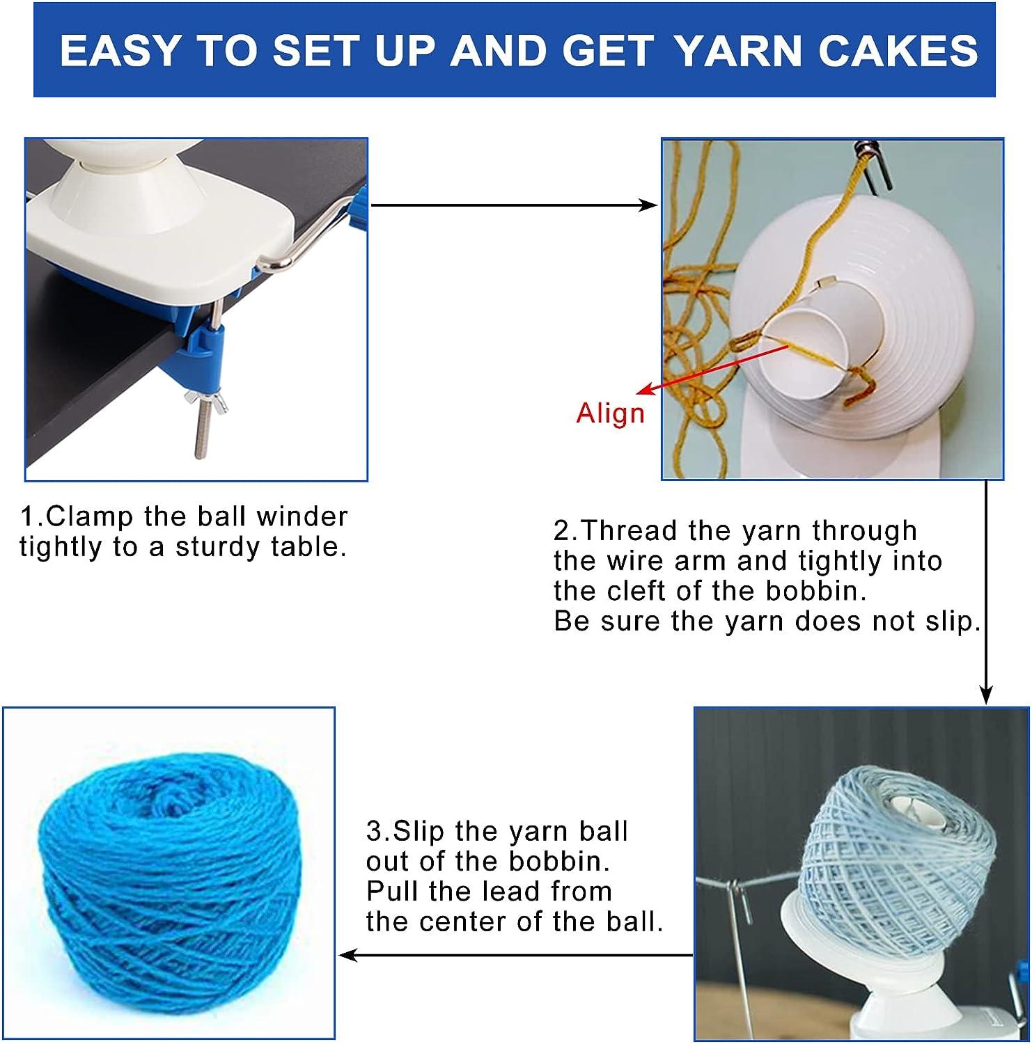 Yarn Ball Winder for Knitting Hand-Operated, Manual Wool Winder Holder for  Swift Yarn Fiber String Ball, 4 Ounce Capacity, Knitting Needles Set  Included