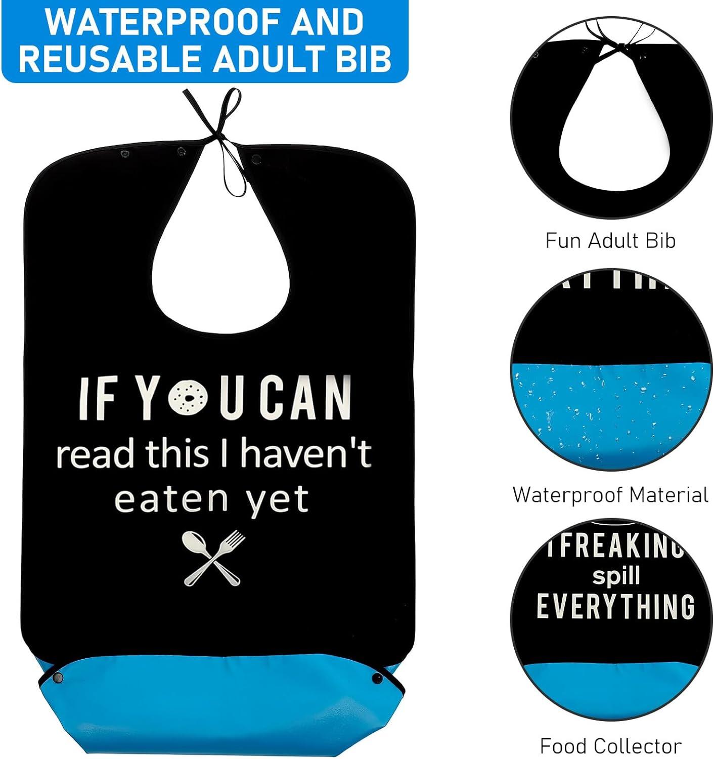 OUZHOU Washable Adult Bib With Crumb Catcher - Reusable Waterproof Clothing Protector With Crumb Catcher Adult Bibs For Men Women Elderly - View #4