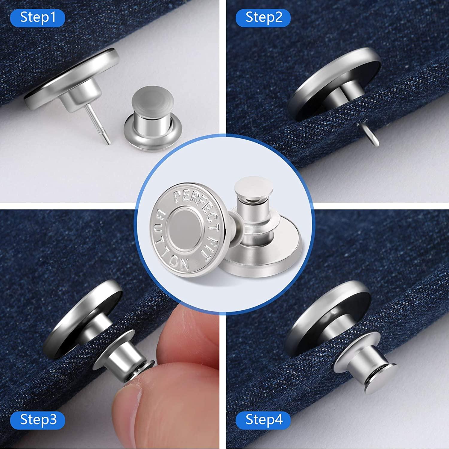 Button Pins For Jeans, No Sew And No Tools Instant Jean Button