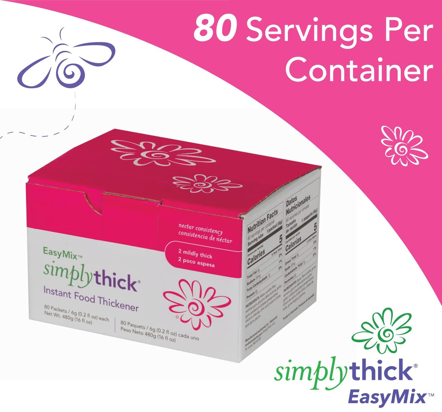 SimplyThick EasyMix, 80 Count of 6g Individual Packets, Gel Thickener for  those with Dysphagia & Swallowing Disorders