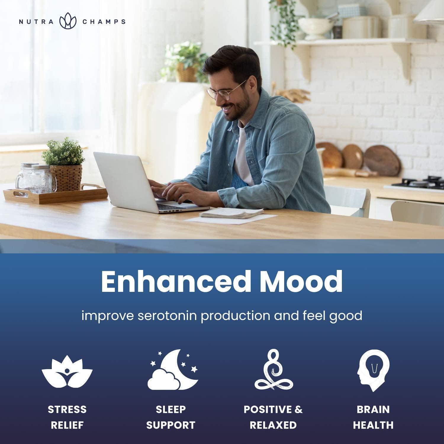 5HTP Supplement 200mg 120 Vegan Capsules Natural Support for Brain