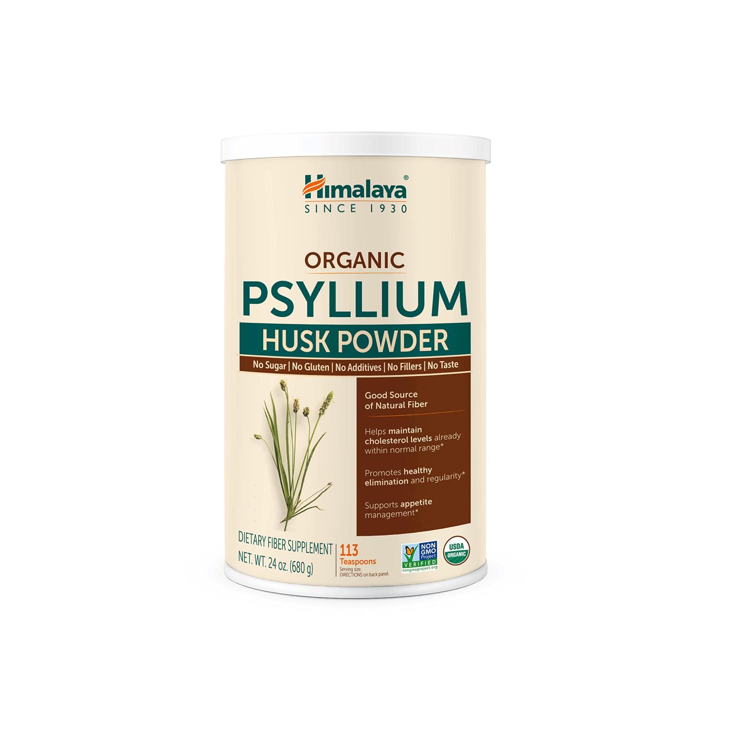 Himalaya Organic Psyllium Husk Powder for Daily Fiber and Cholesterol