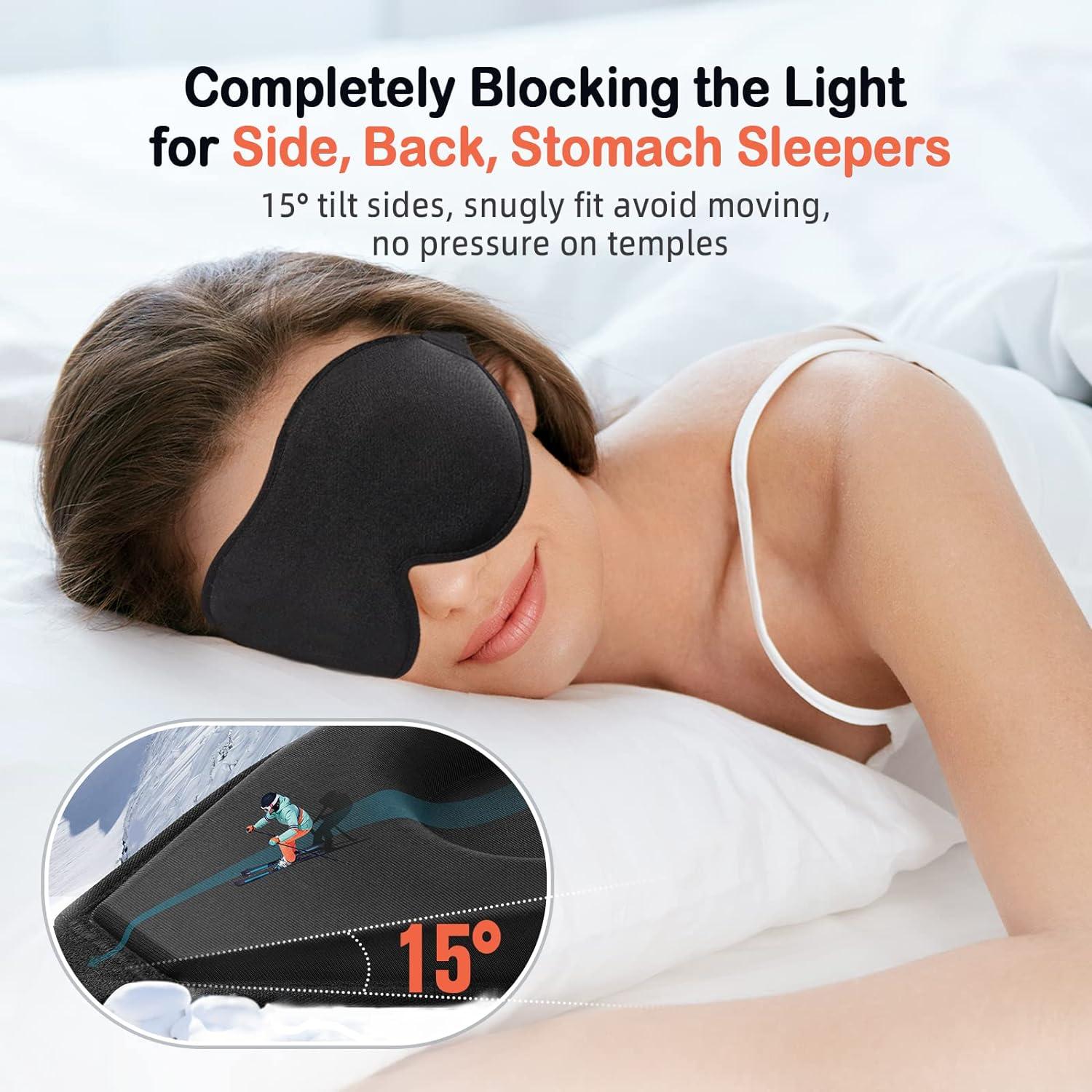 Sleep Mask (Black) + Eye Mask Sleeping (Blue) for Women Men Side Sleeper  Light Blocking 3D Contoured Cup Sleeping Mask Soft Breathable Sleep Eye  Mask with Adjustable Elastic Strap