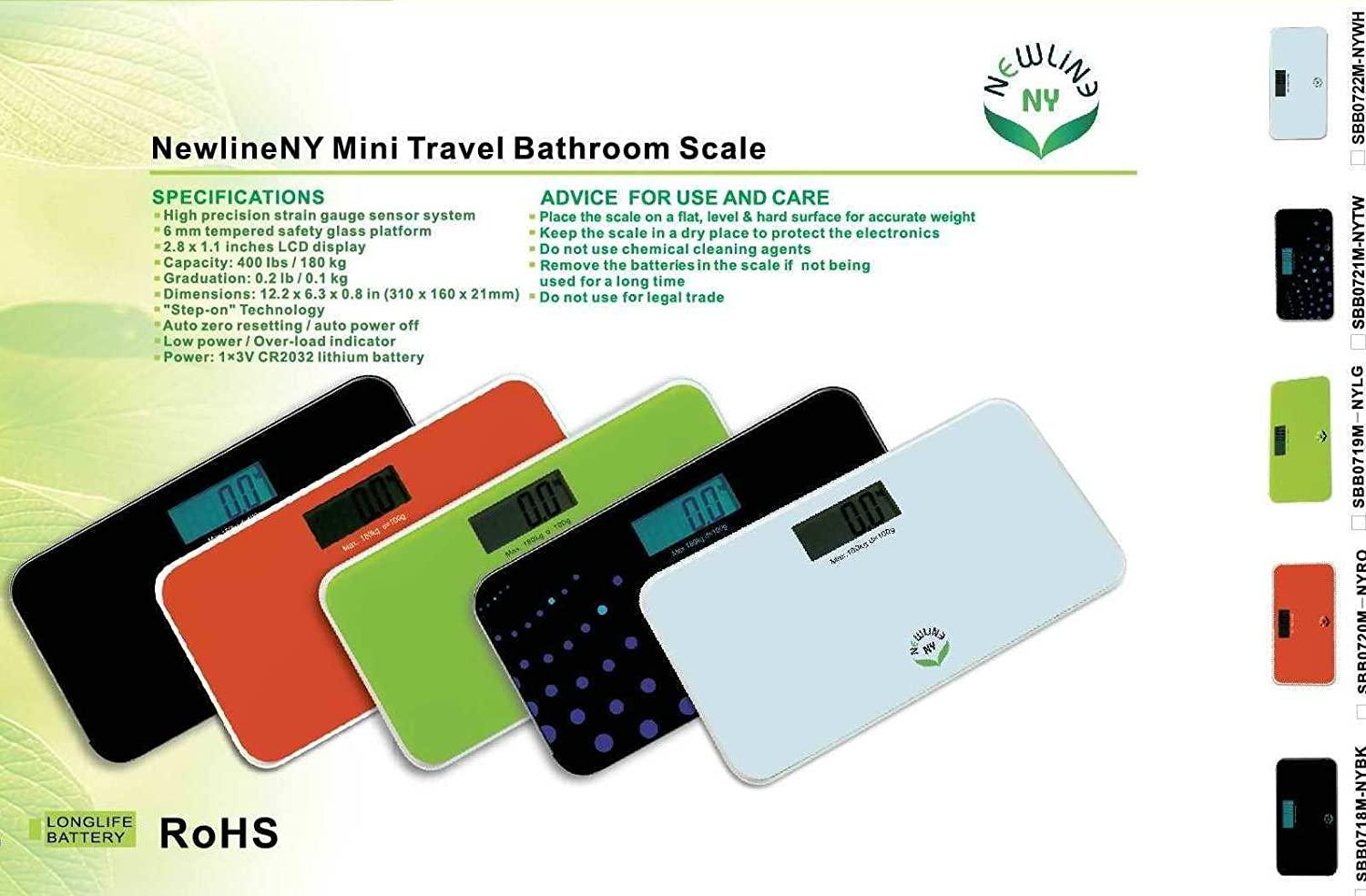 NewlineNY SBB0718M-NYBK Step-On Mini Travel Bathroom Scale, Cool Black