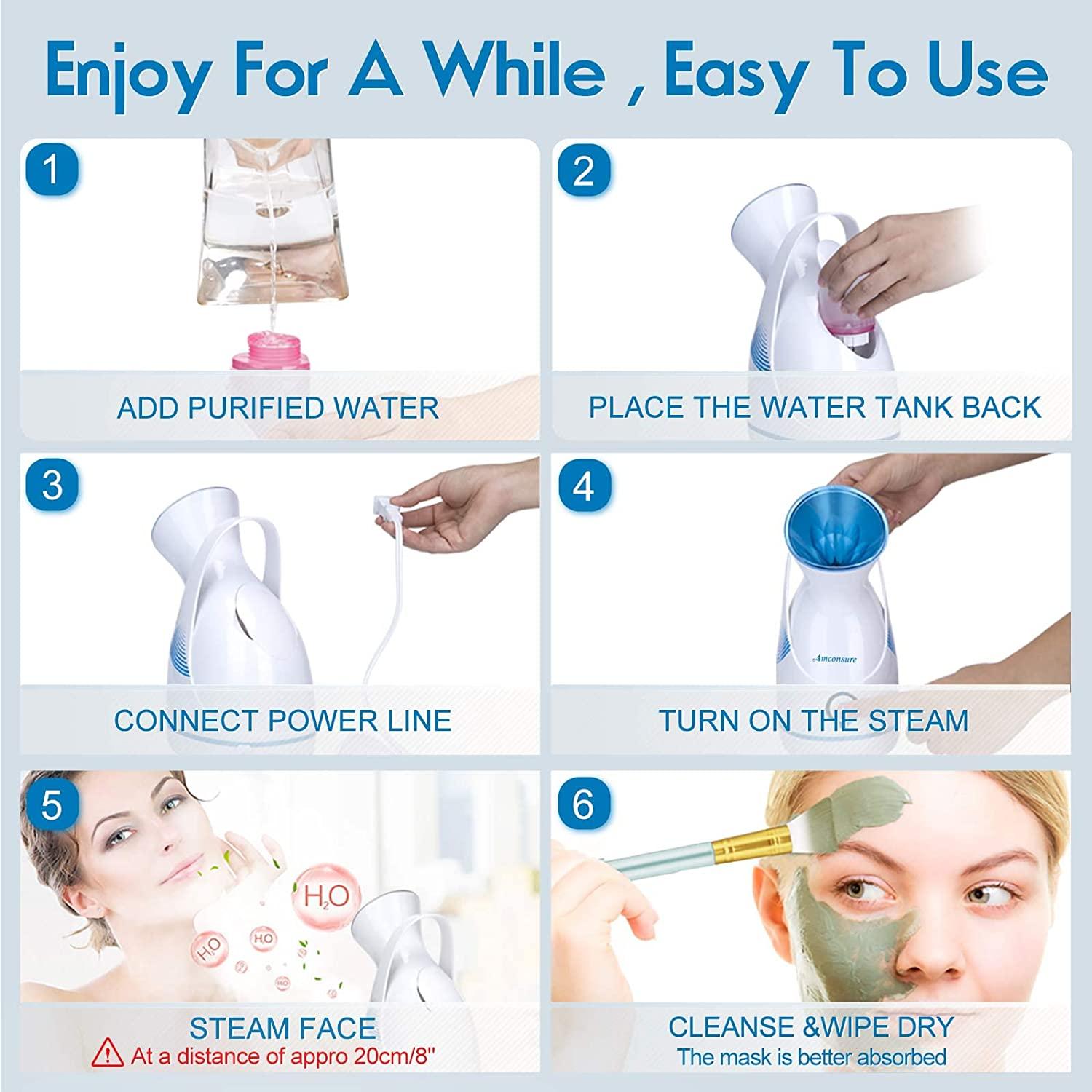 Facial Steamer,Amconsure Face Steamer for Home Facial Deep Cleaning
