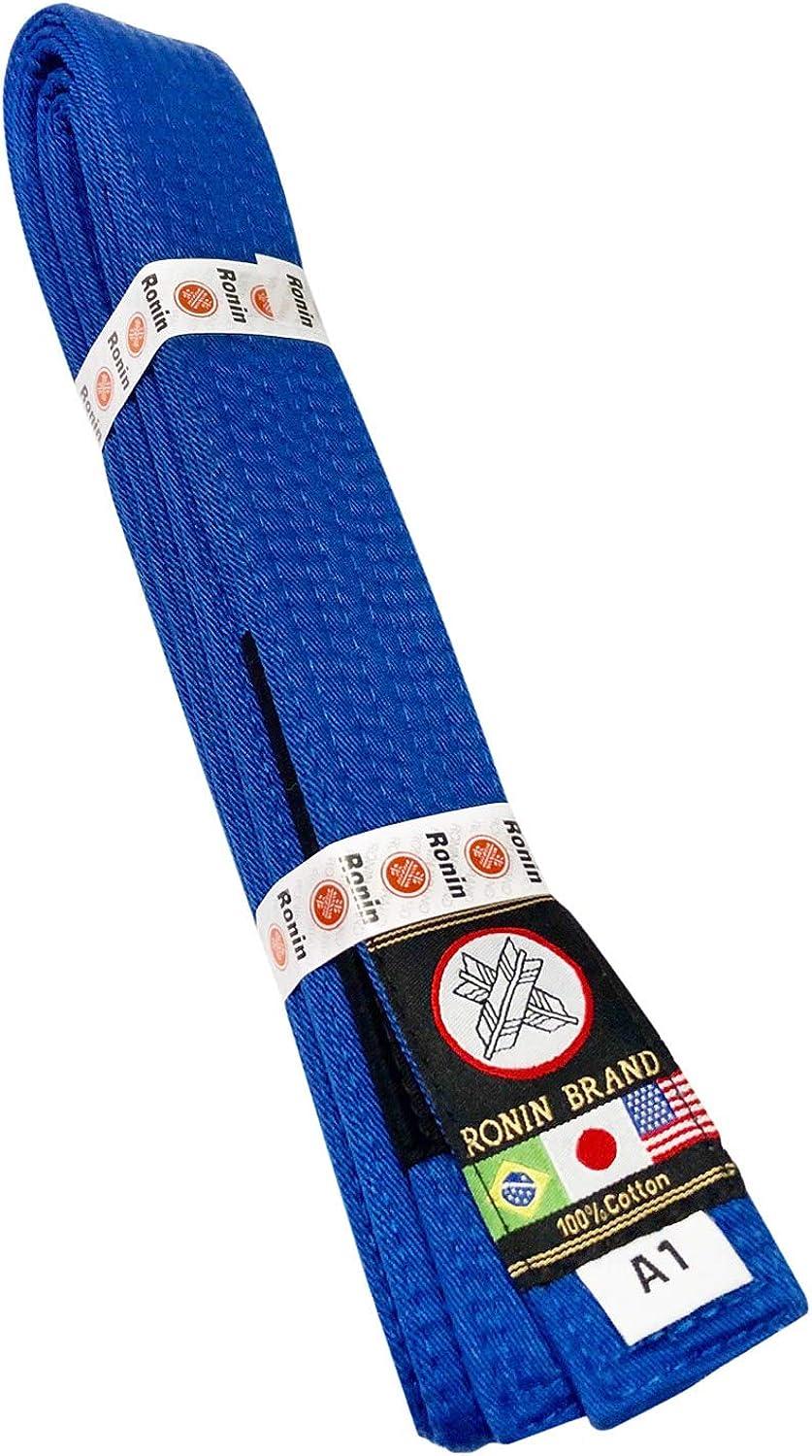 Ronin BJJ Gi Belt Brazilian Jiu Jitsu Belt Poly/Cotton Fabric Blue A3