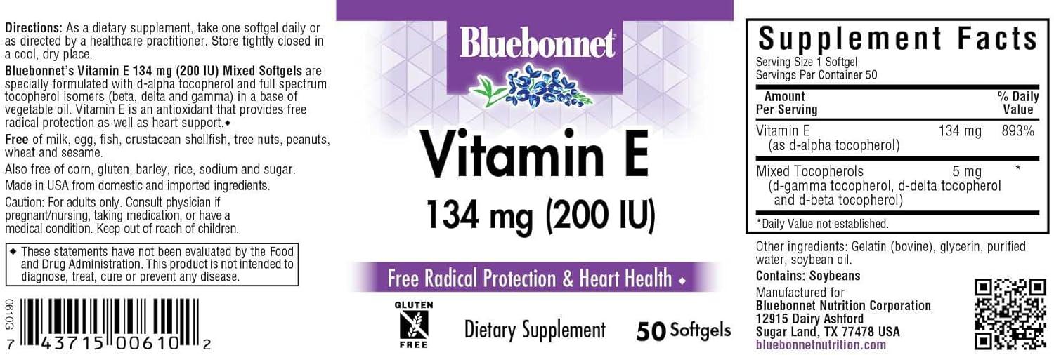 Vitamin E 200 IU Mixed Softgels 50 Count