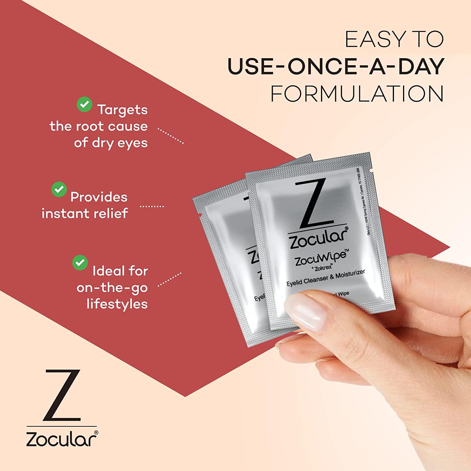 Zocuwipe Eyelid Wipes with Okra Complex Eyelid Cleanser and
