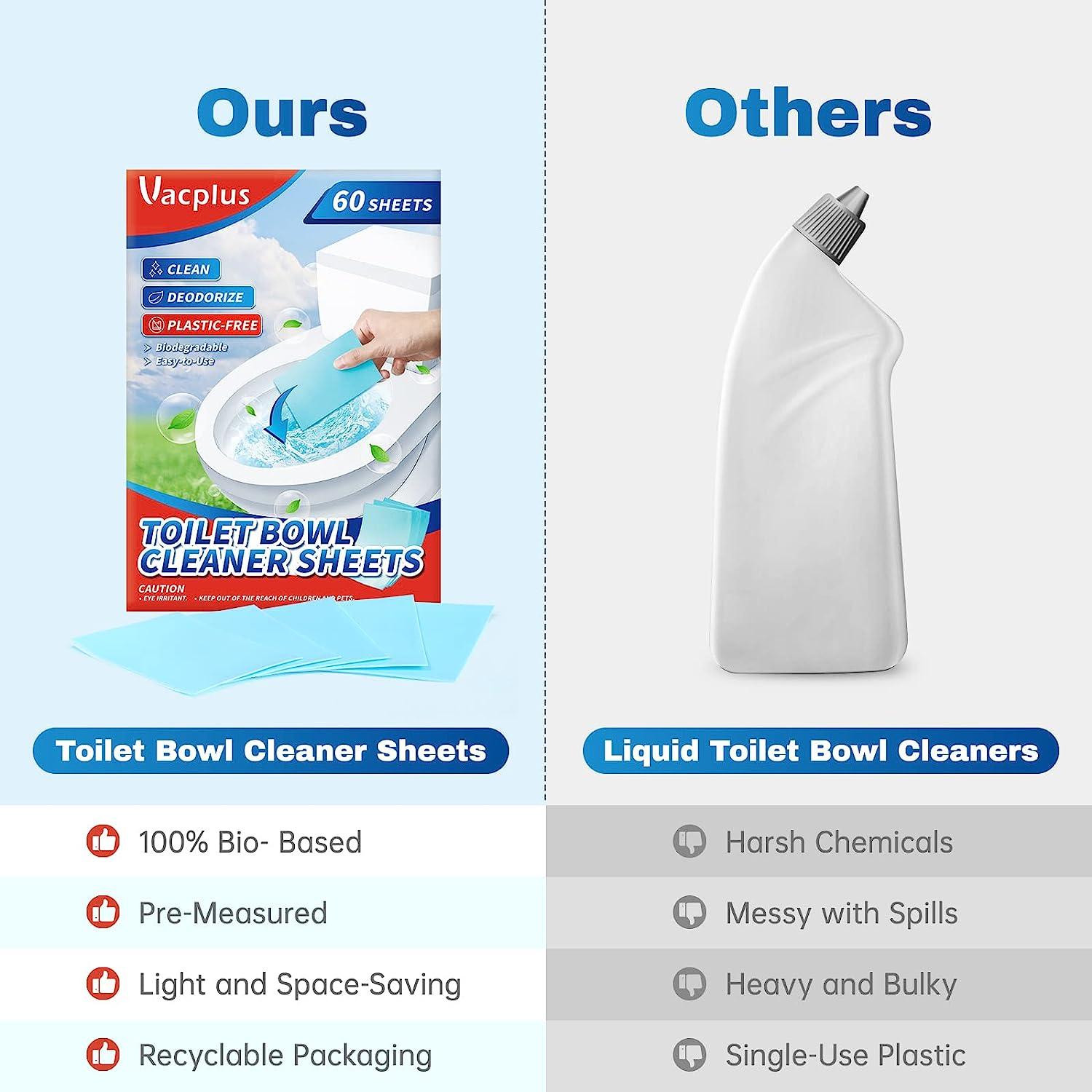Vacplus Toilet Bowl Cleaners Eco Friendly 60 Sheets Toilet Bowl