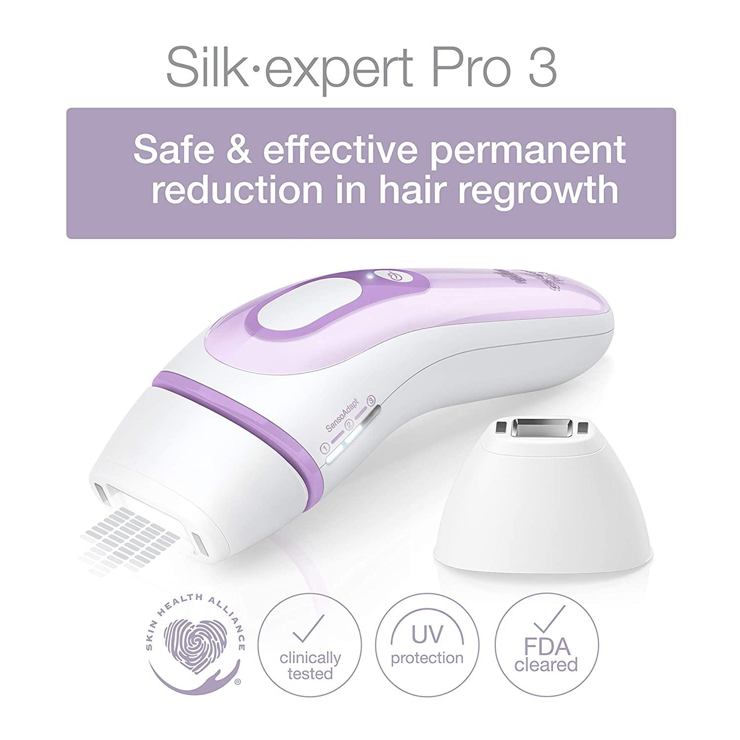 Braun IPL Hair Removal for Women and Men, Silk Expert Pro 3 PL3111 with  Venus Smooth Razor, Long-lasting Hair Removal System for Body & Face,  Corded PL 3111