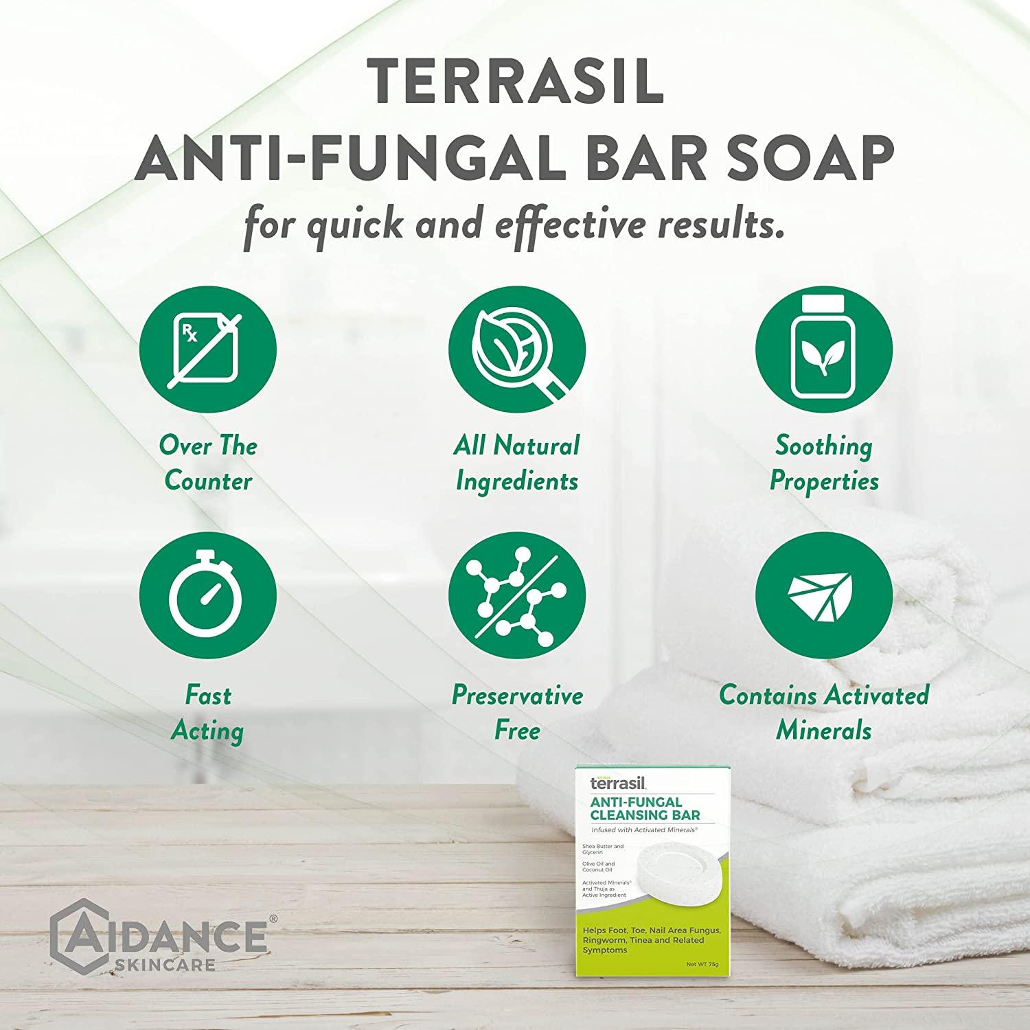 Terrasil Antifungal Soap Bar for Jock Itch, Athlete's Foot, Ringworm