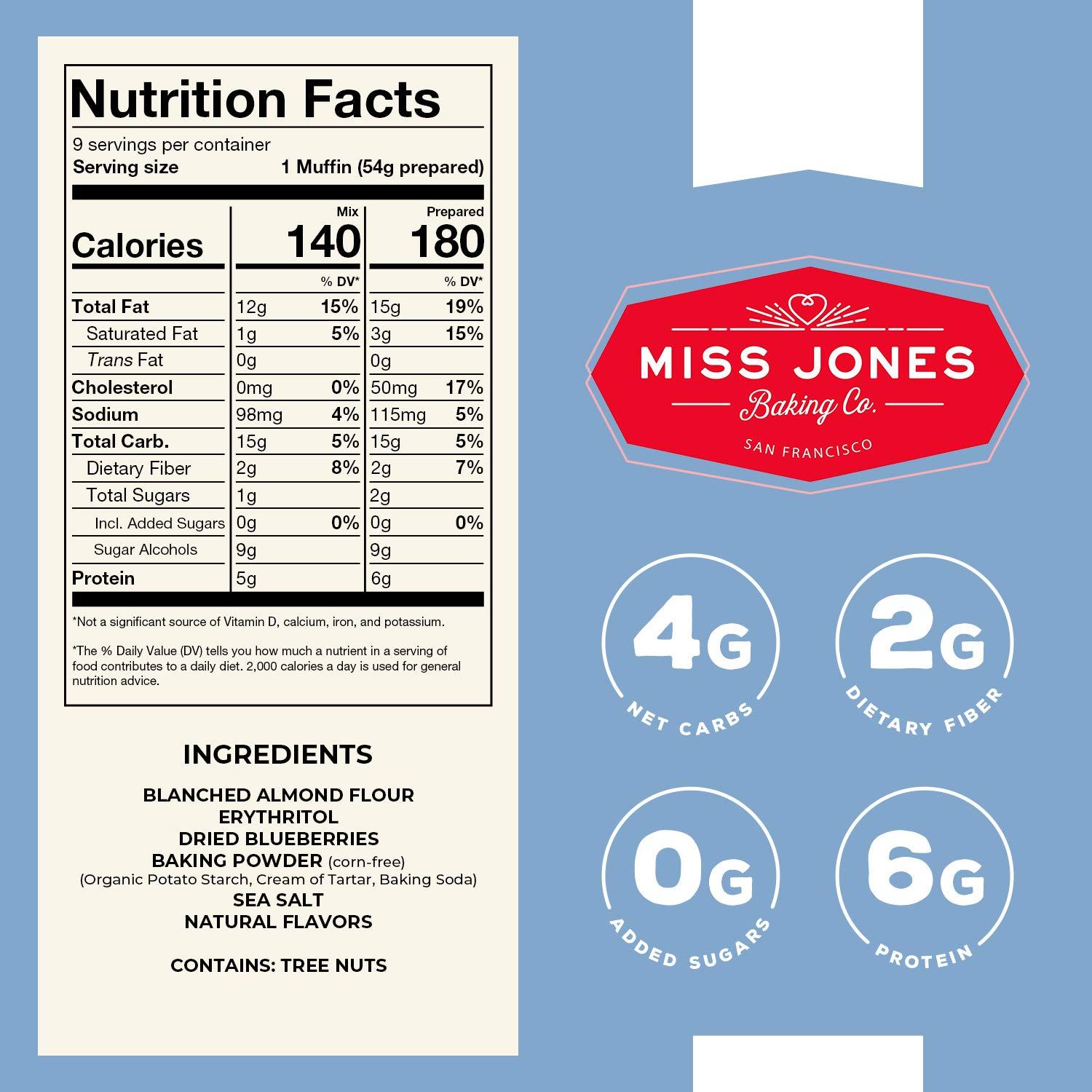 Miss Jones Baking Keto Blueberry Muffin Mix Gluten Free, Low Carb, No