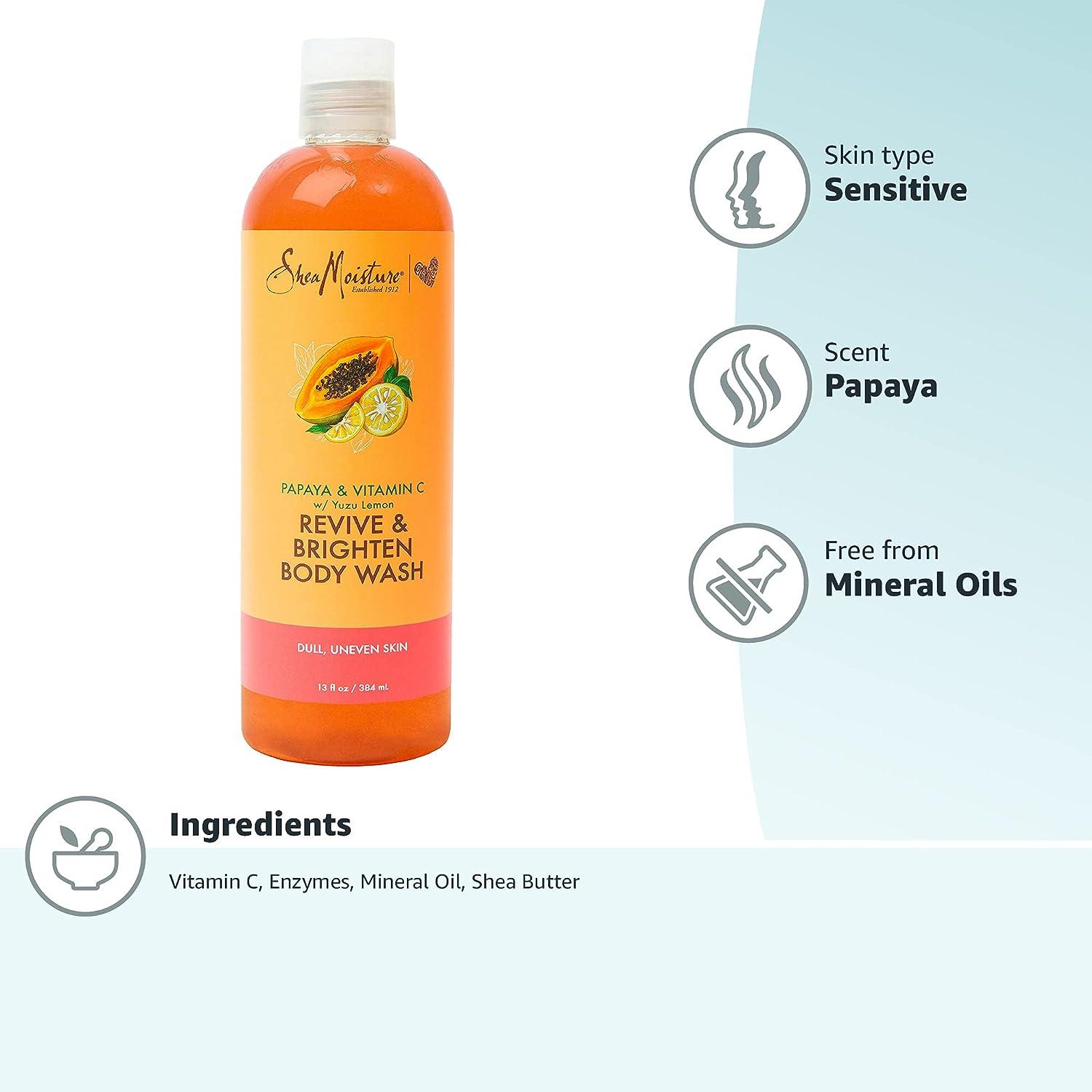 SheaMoisture Papaya and Vitamin C Body Wash - 13 oz | Paraben-Free |  Brighten Dull, Uneven Skin | Buy Now with Express International Delivery |  GoSupps.com