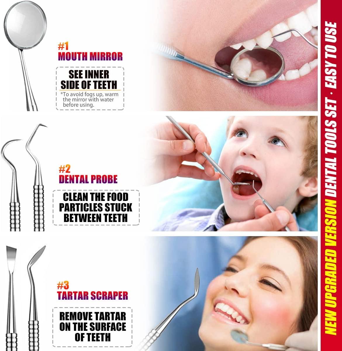 #1 Dentist Tools Kit – A Grade Stainless Steel Dental Hygiene Set, Tarter  Remover, Dental Pick, Dental Scraper, Mouth Mirror and Free Protective Case