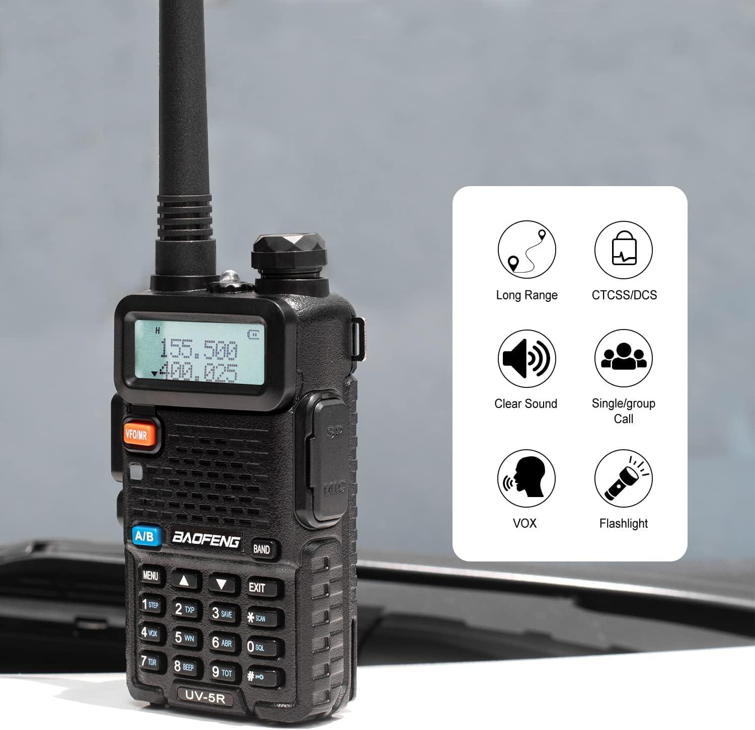 BAOFENG UV 5R Plus Walkie Talkies 5W Dual Band Two Way Radios, 10KM