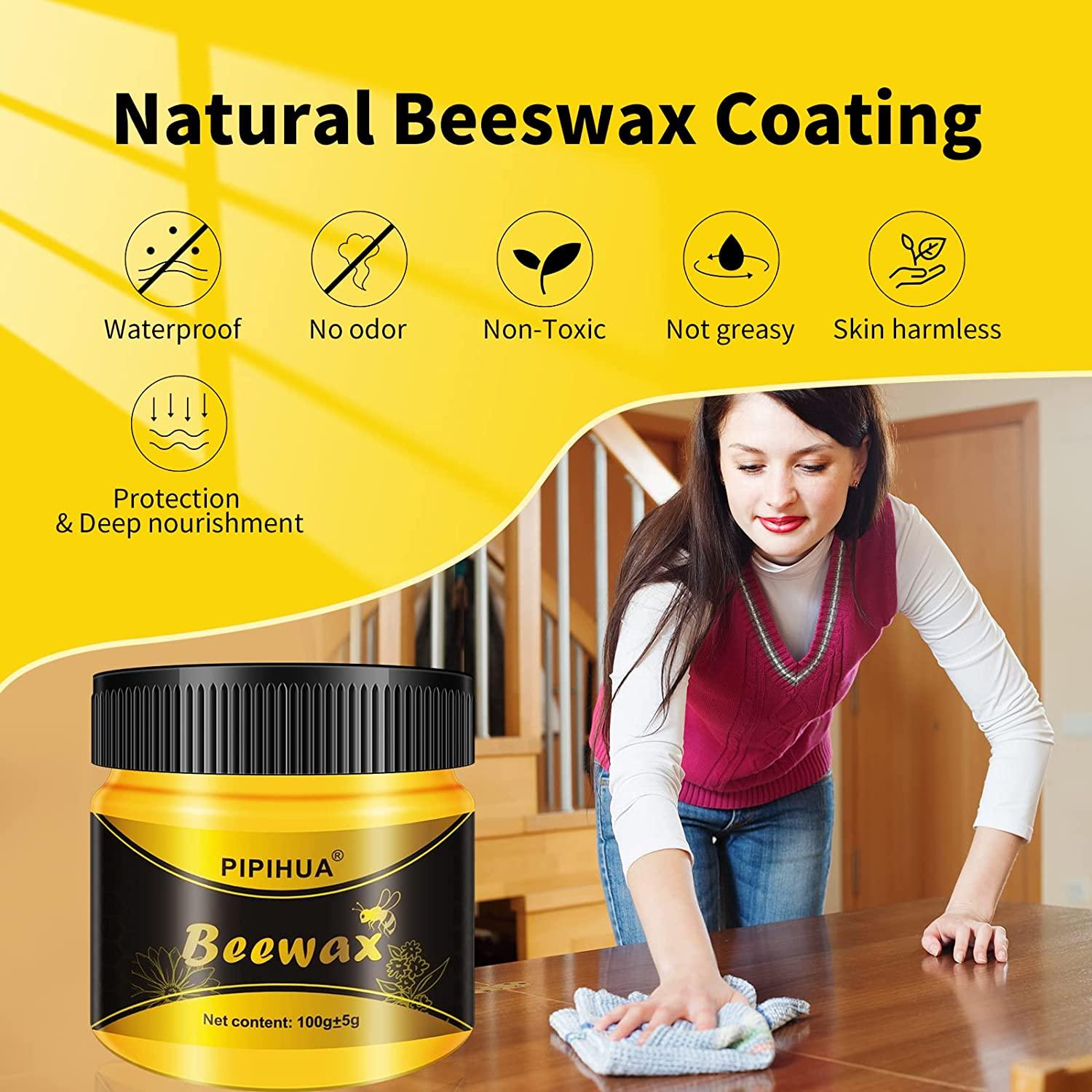 PIPIHUA Beeswax Furniture Polish, Wood Seasoning Beeswax for Furniture  Waterproof & Repair Wood Wax for Floors Cabinets to Protect & Care, 2pcs  Beeswax Polish with 4pcs Sponges