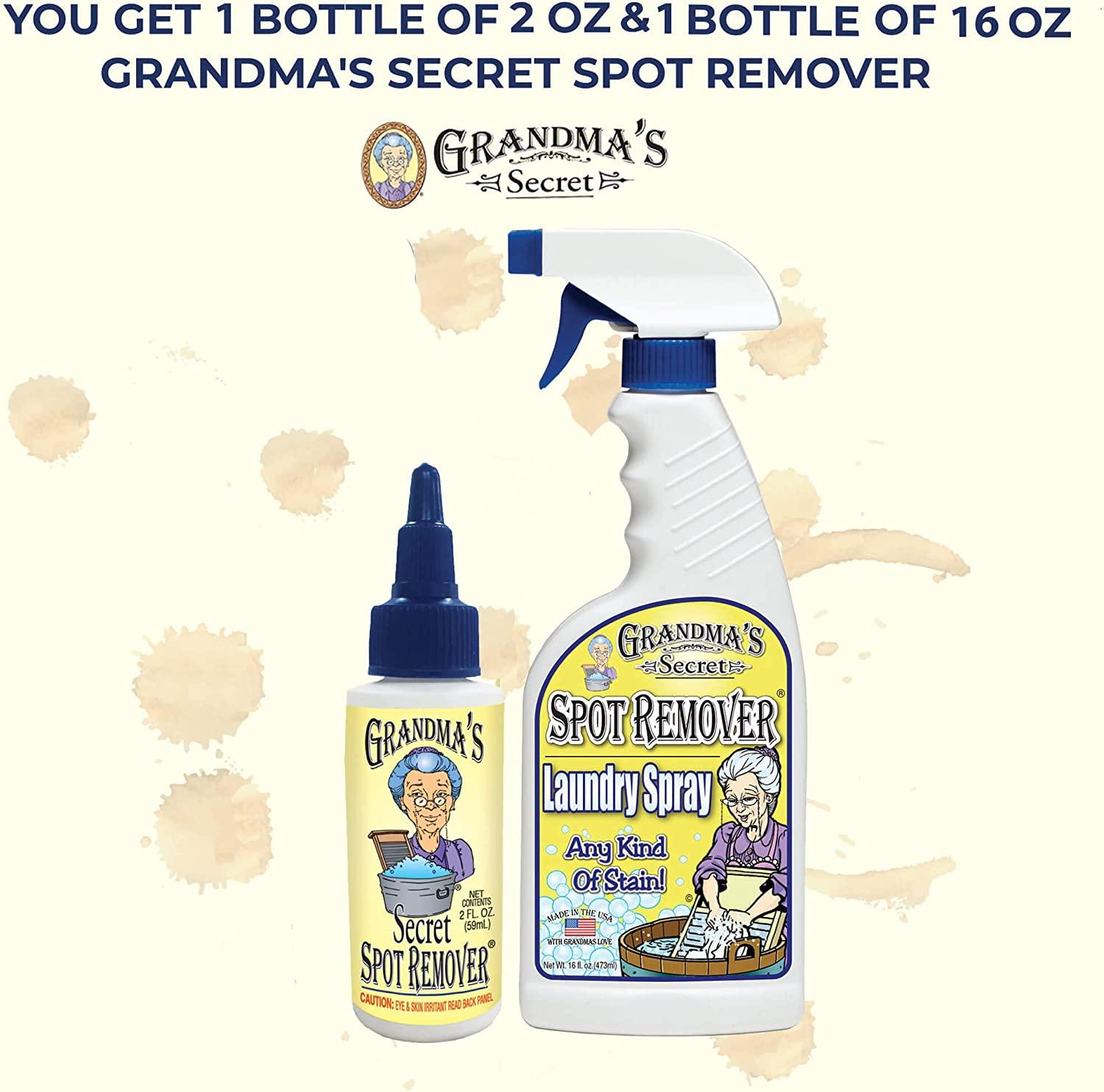 Grandma's Secret Spot Remover Laundry Spray - Chlorine, Bleach  and Toxin-Free Fabric Stain Remover for Clothes - Removes Oil, Paint, Blood  and Pet Stains - 16 Oz, 2 Pack : Clothing, Shoes & Jewelry
