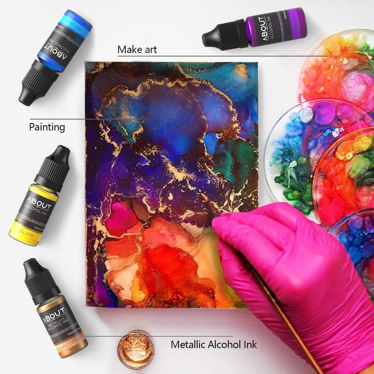 Alcohol Ink Set - 24 Vibrant Colors Alcohol-based Ink for Resin Petri Dish  Making, Epoxy Resin Painting - Concentrated Alcohol Paint Color Dye for