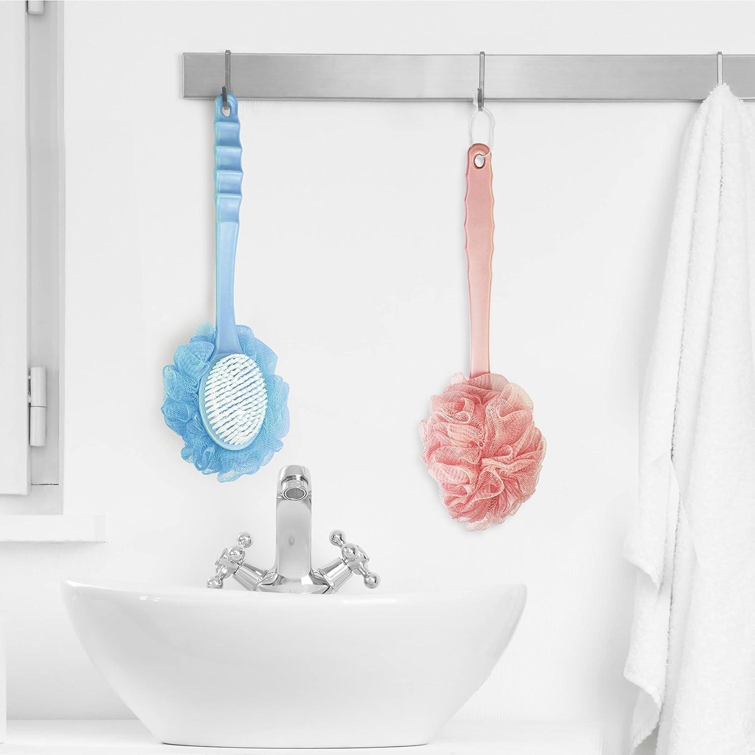 DecorRack Bath Brush with Bristles and Loofah Shower Body Scrubber
