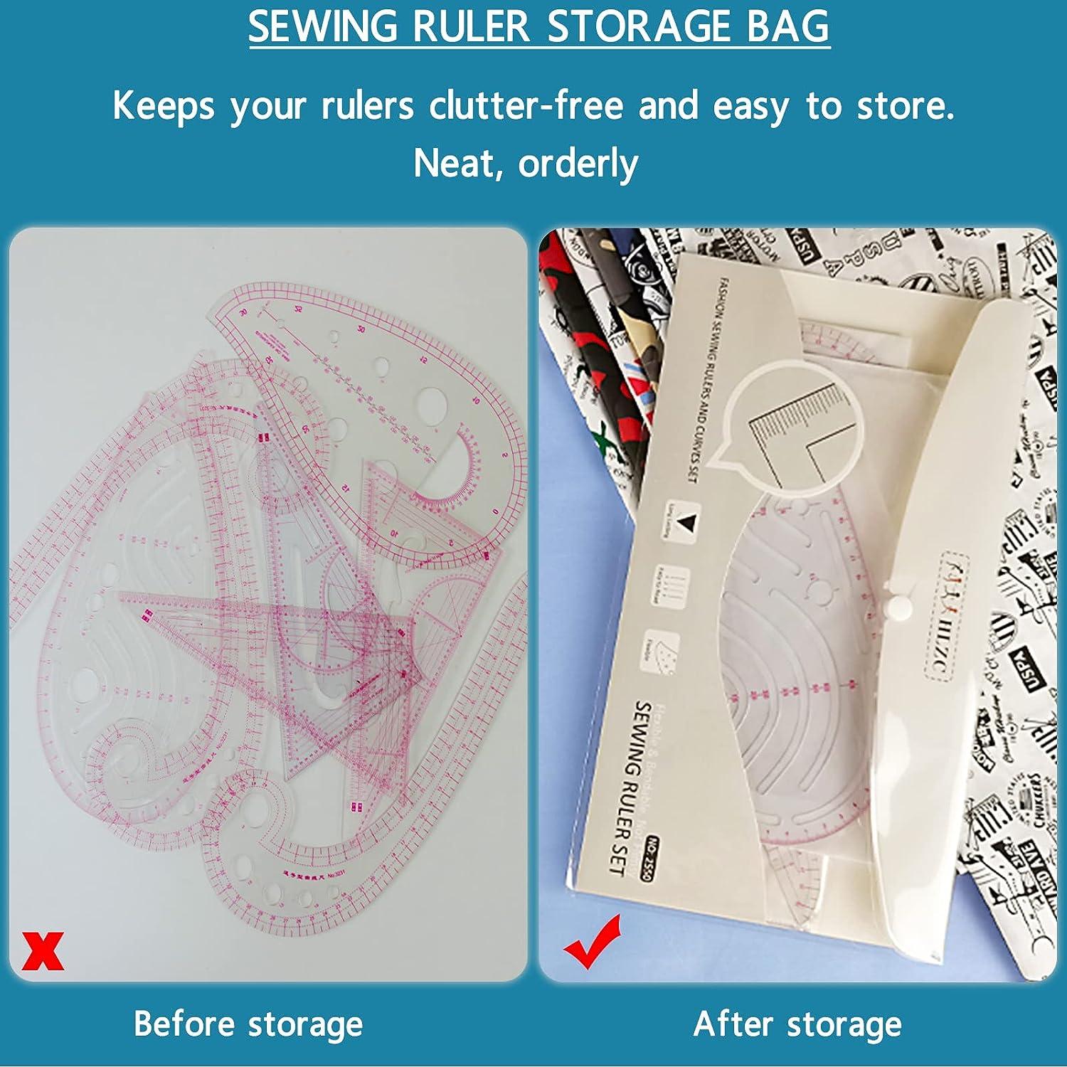 HLZC Fashion Clear Metric Sewing Ruler Set 4Piece Pink French Curve