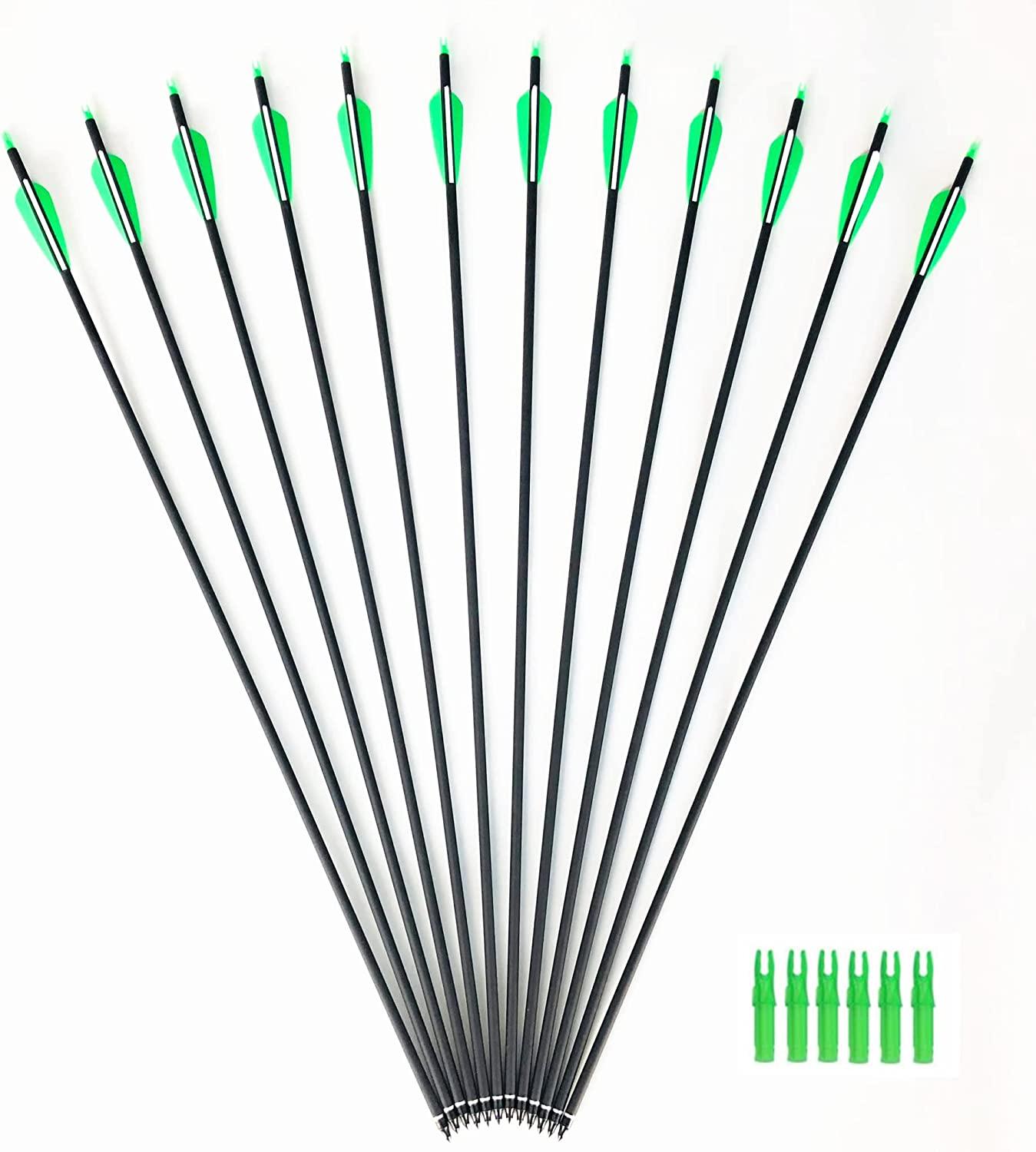 GPP Archery Carbon 30Inch Targeting/Hunting Arrows Field Points Replaceable Tips for Recuve Bow