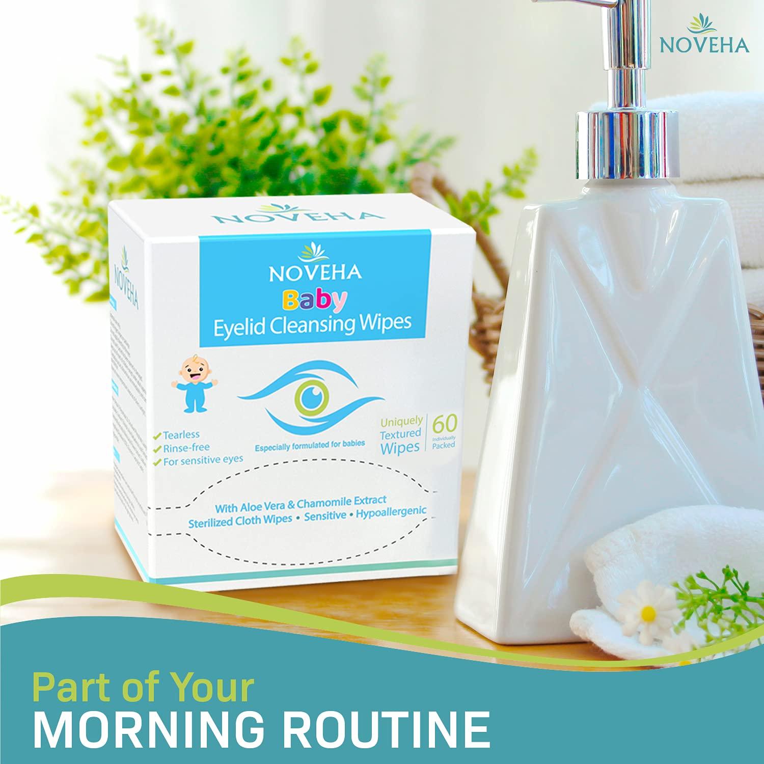 NOVEHA Sensitive & Hypoallergenic Baby Eyelid & Lash Wipes Safe