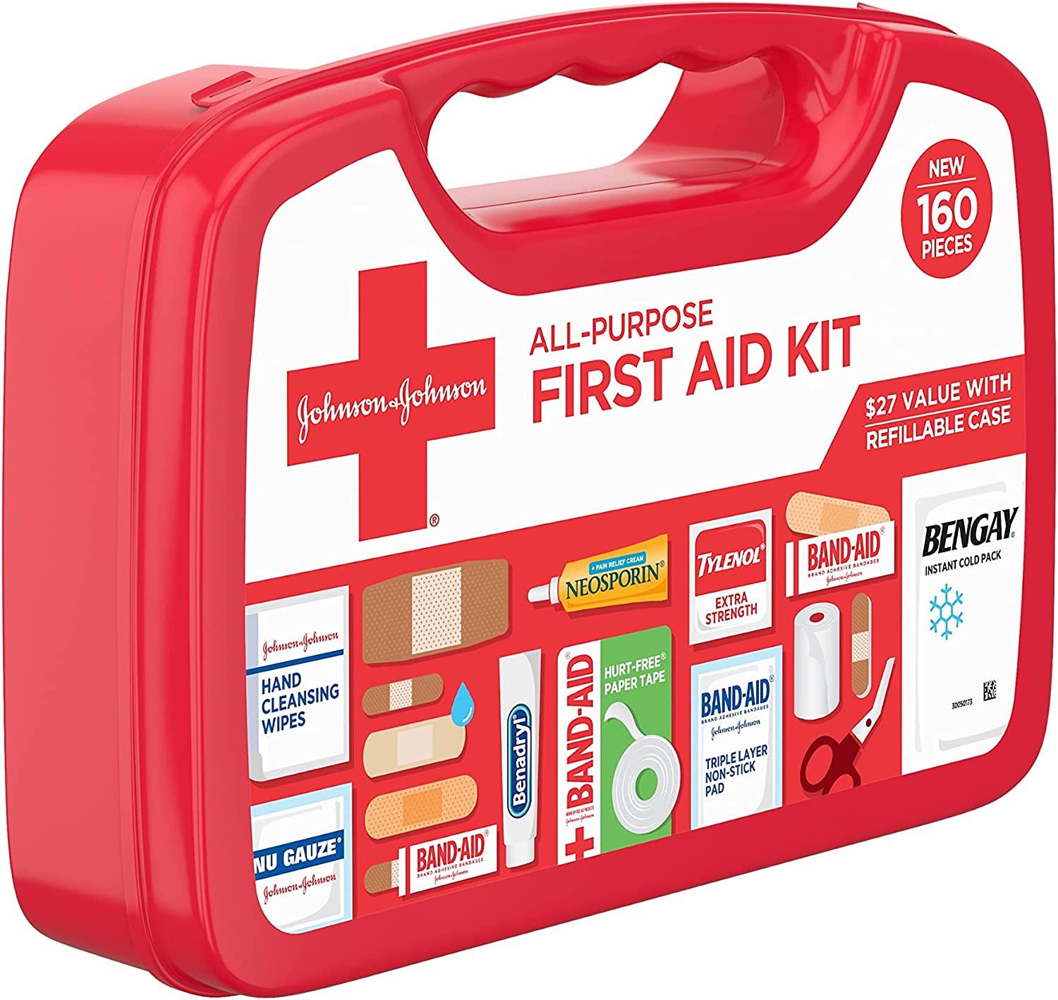 Johnson & Johnson AllPurpose Portable Compact Emergency First Aid Kit