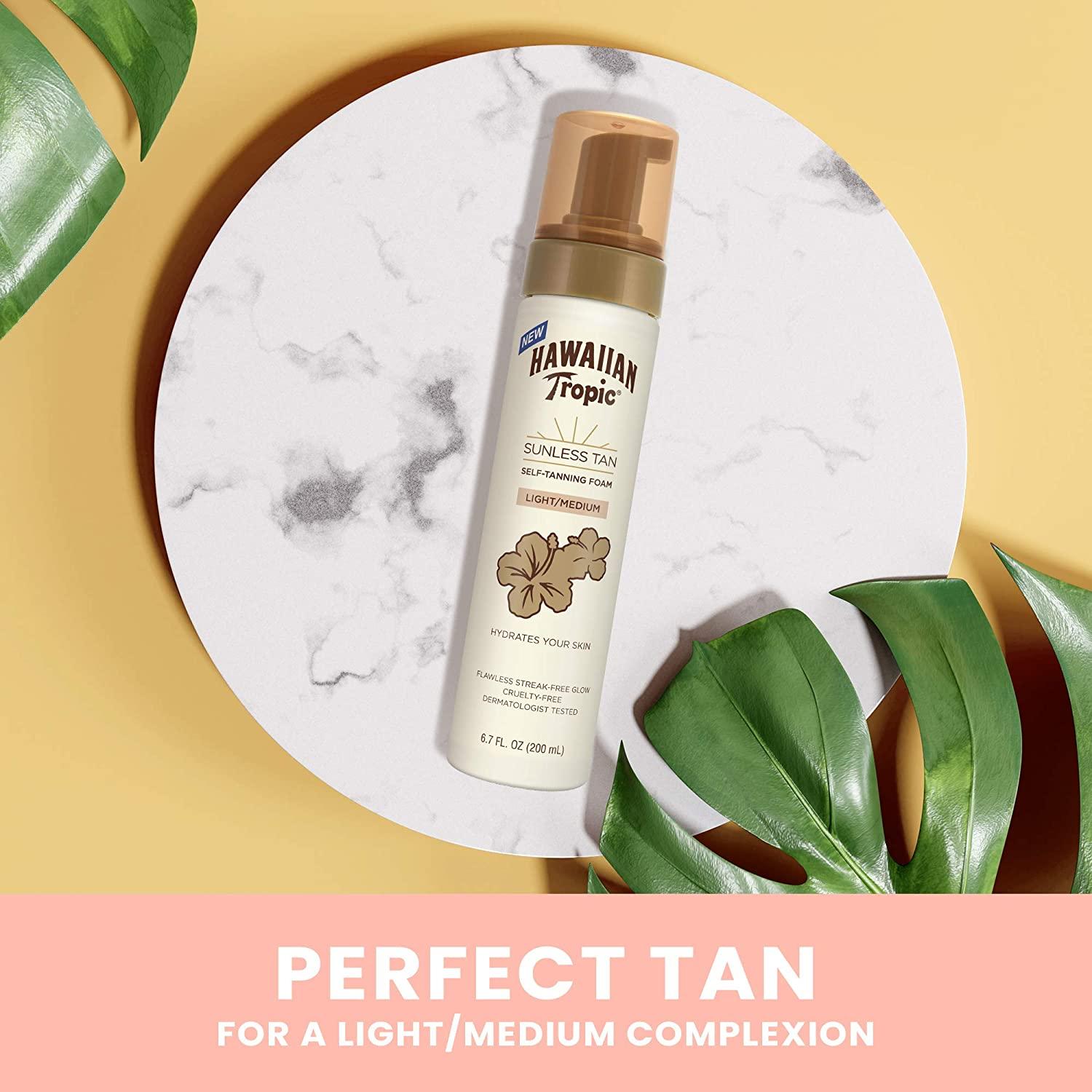 Hawaiian Tropic Sunless Tanning Foam, Moisturizing Self Tanner, Light