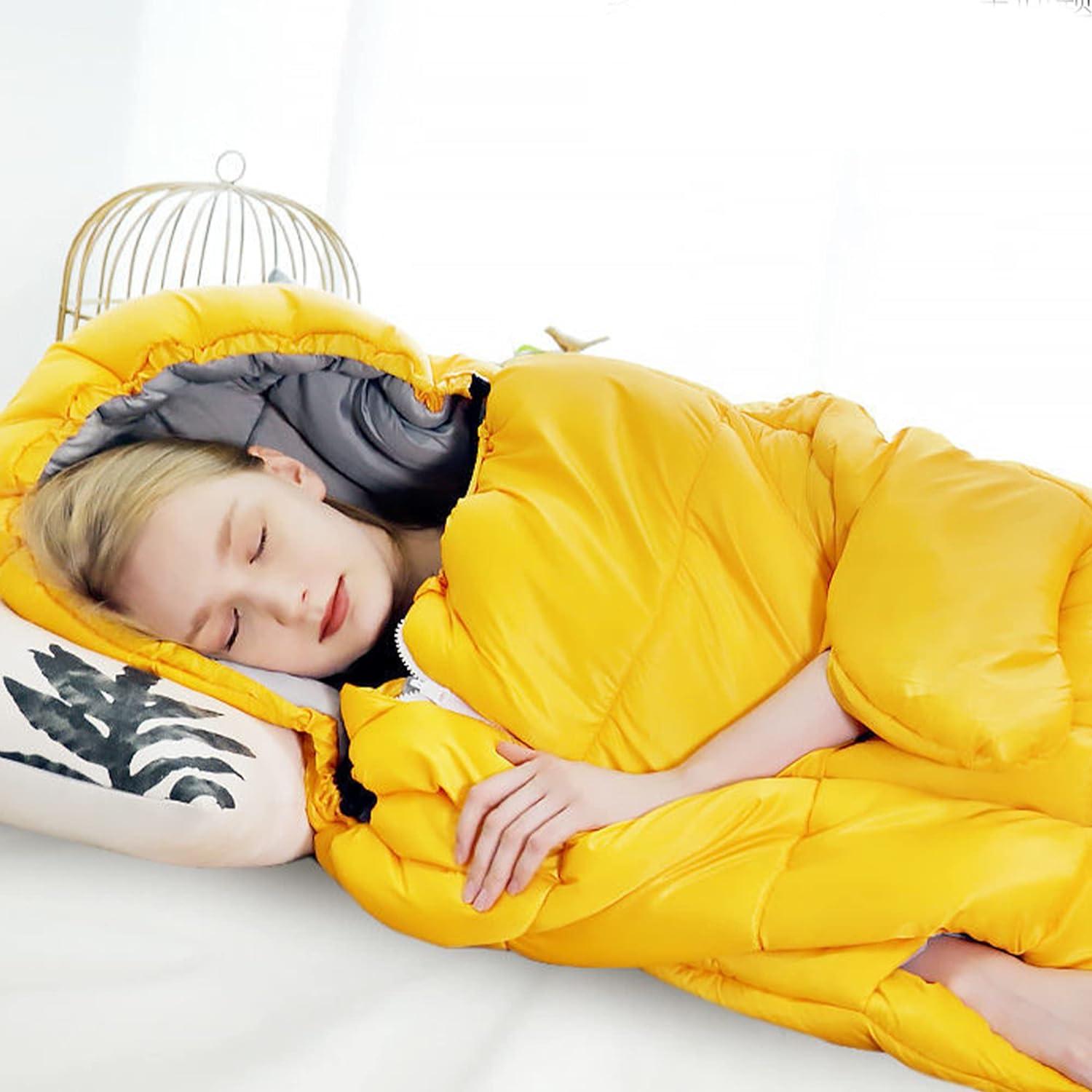 WSNDM In Animal Kids Sleeping Bag with Pillow Yellow Mermaid