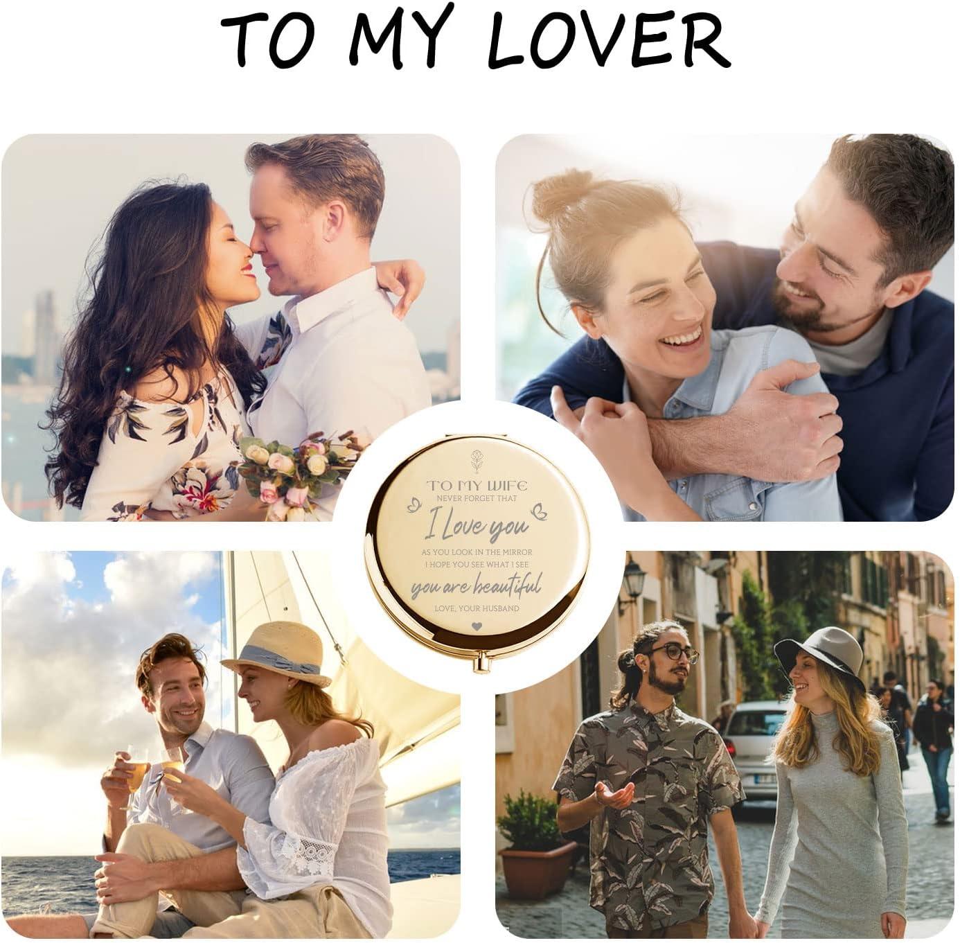 Birthday Gifts for Wife-I Love You Wife Silver Compact Mirror