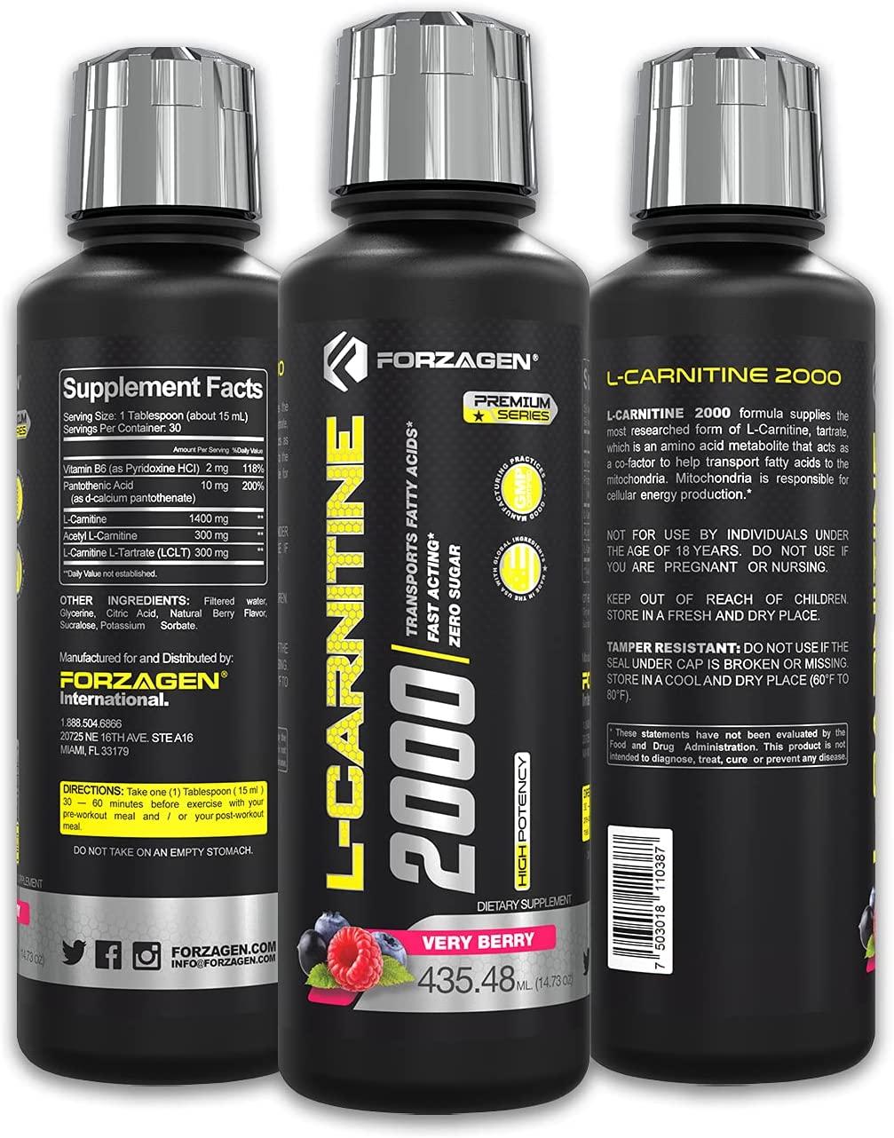 Forzagen L Carnitine 2000 New Liquid L Carnitine with Vitamin B6