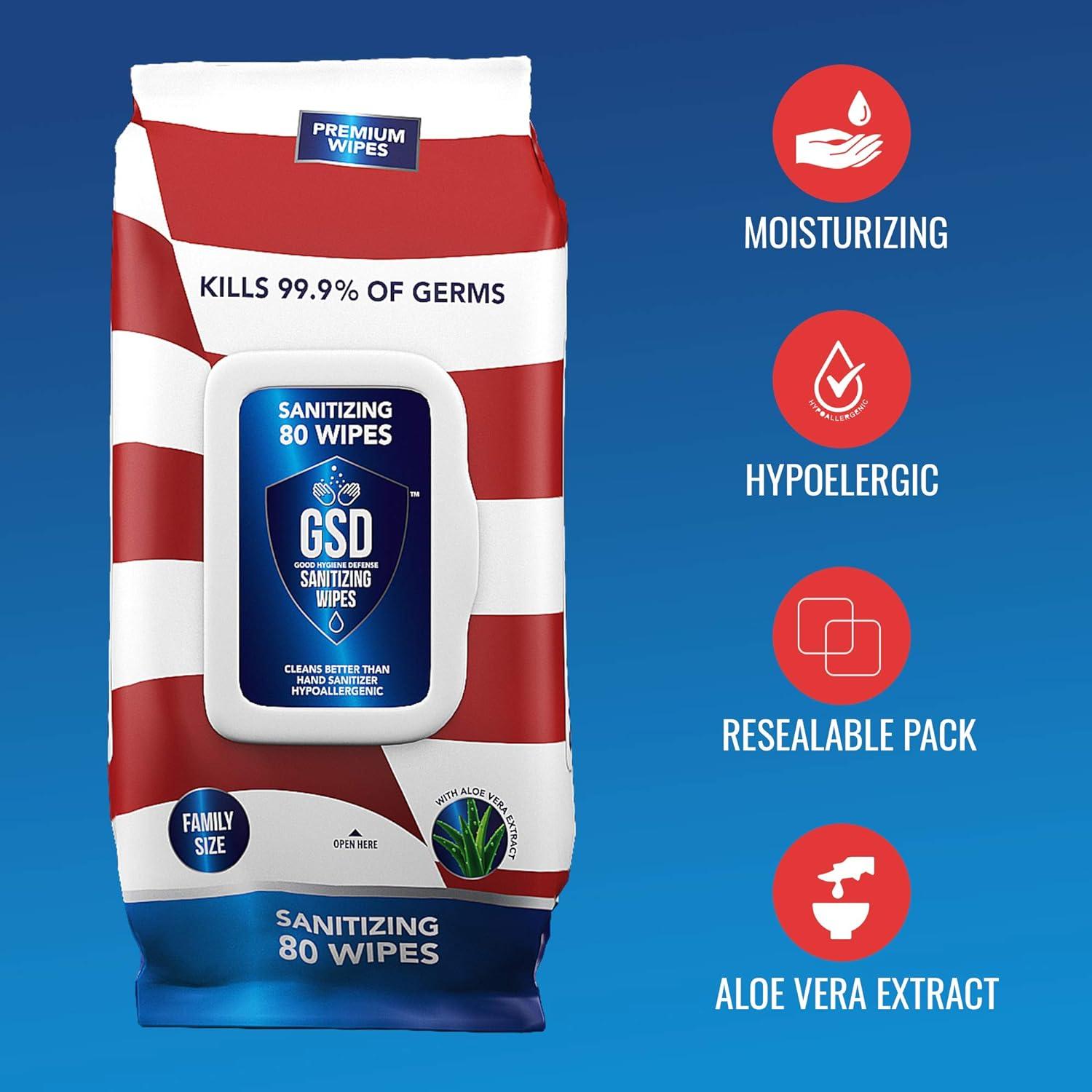 GSD Bleach Free Disinfecting Wipes with Aloe Vera Antibacterial