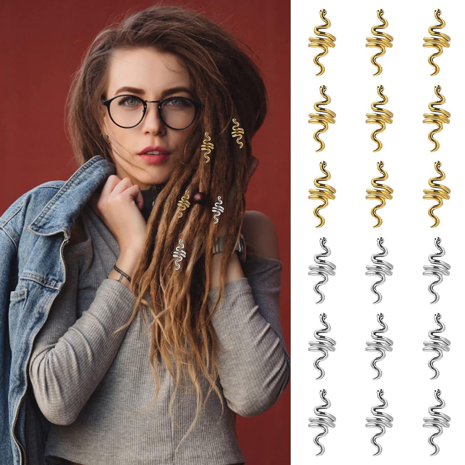 Hair Accessories Dreadlocks Jewellery, Metal Hair Beads Clips Braids Spiral  Hair Clips Dreadlock Accessories for Women Girls DIY Hair Style