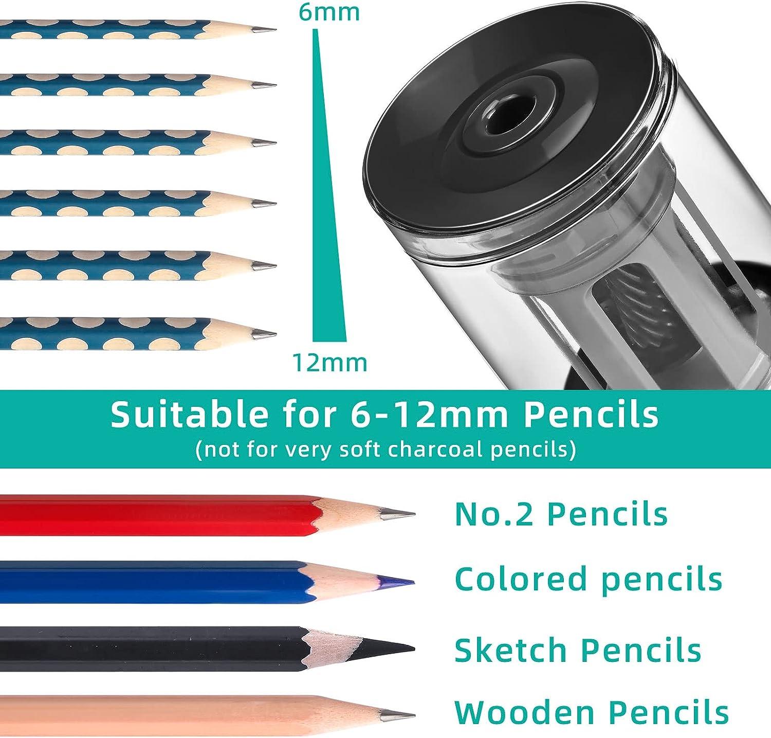 Electric Pencil Sharpener Super Sharp Pencil Sharpener for Colored Pencils  Auto Stop Fast Sharpen Pencil Sharpener Plug in for 6-12mm  No.2/Colored/Sketch Pencils Suit for School Office (Black)