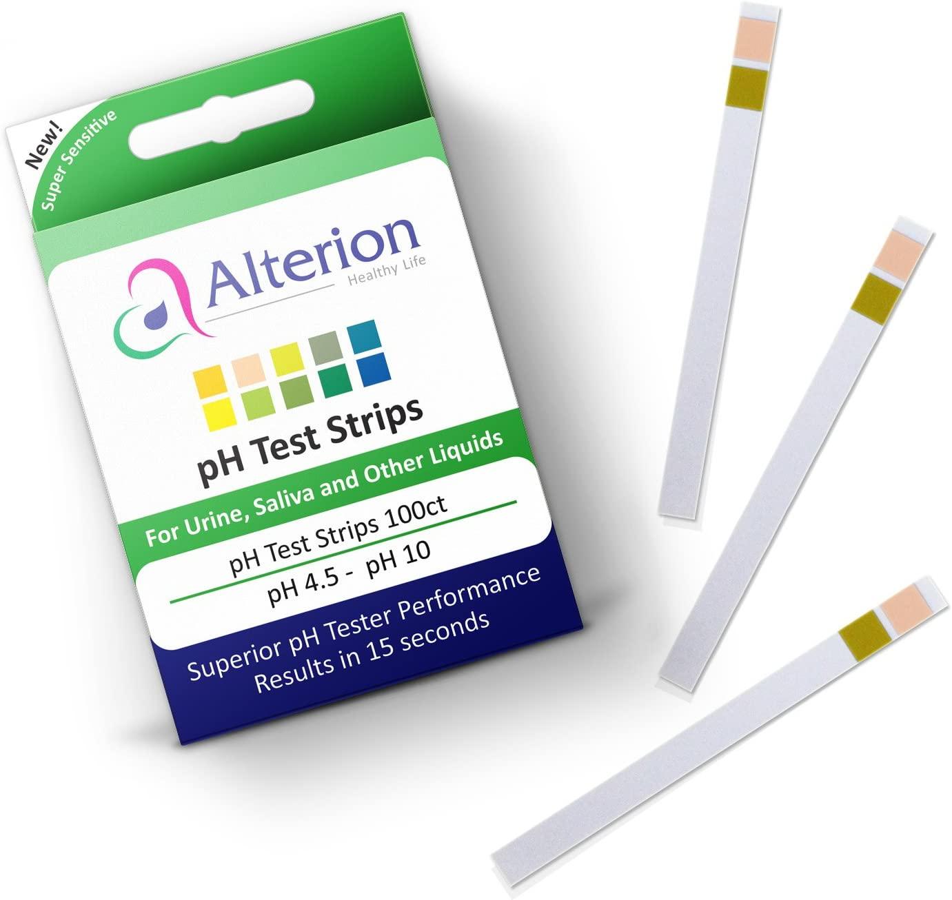 pH Test Strips 100ct by Alterion Fast & Simple pH Strips for Urine and Saliva Quick and