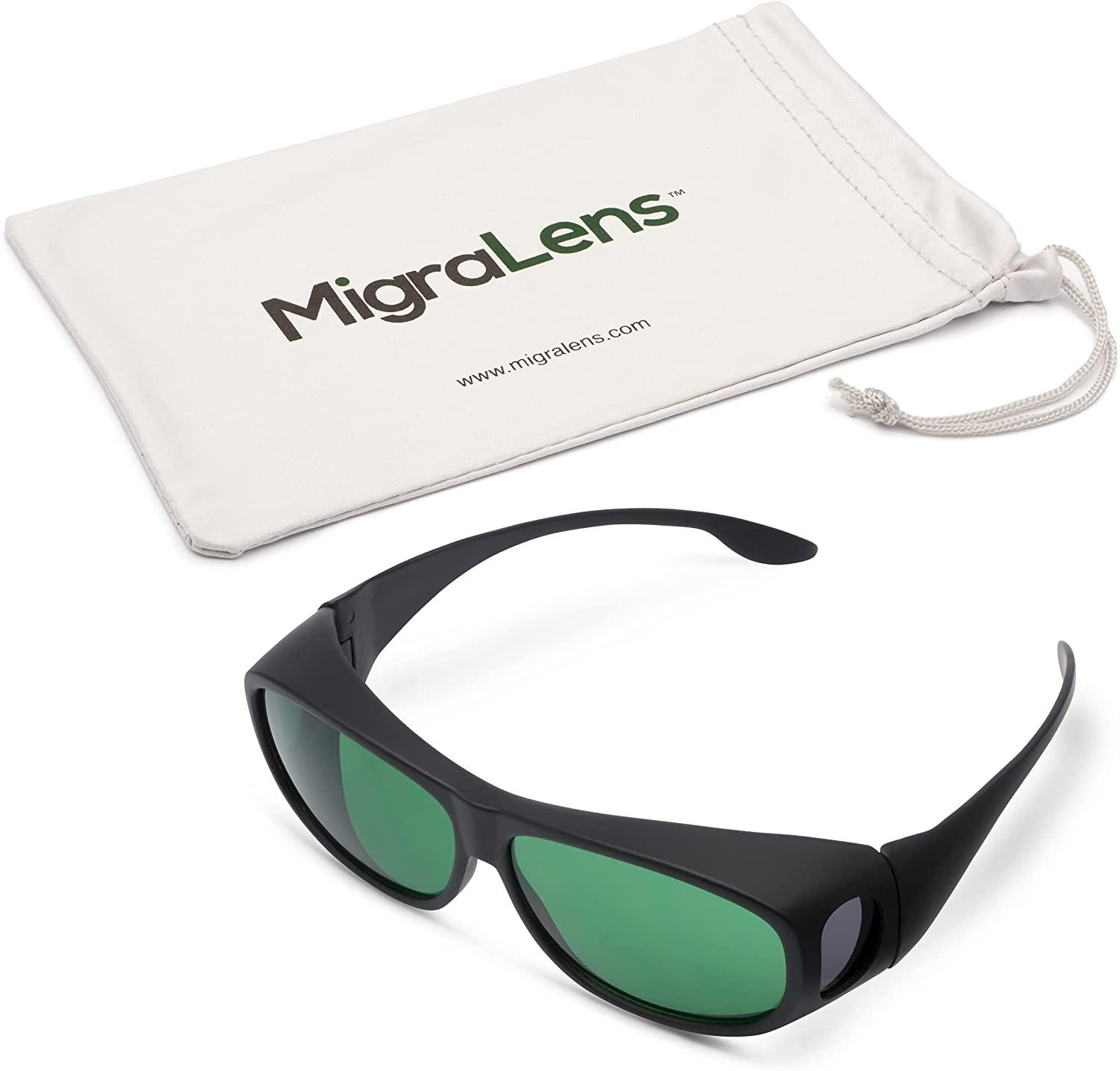 MigraLens OverView FitOver Glasses Medium Size Green Lenses for