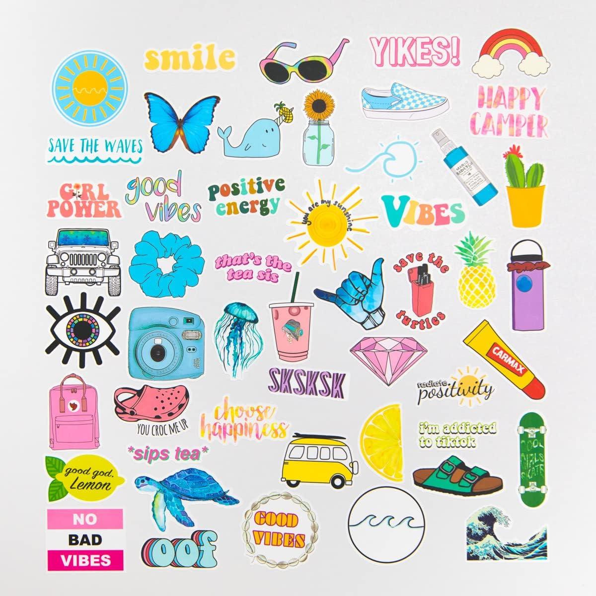 Waterproof Stickers for Water Bottle - MoCeYa 100pcs Cute Aesthetic Stickers  for Laptop, Computer, Phone, PC, Skateboard