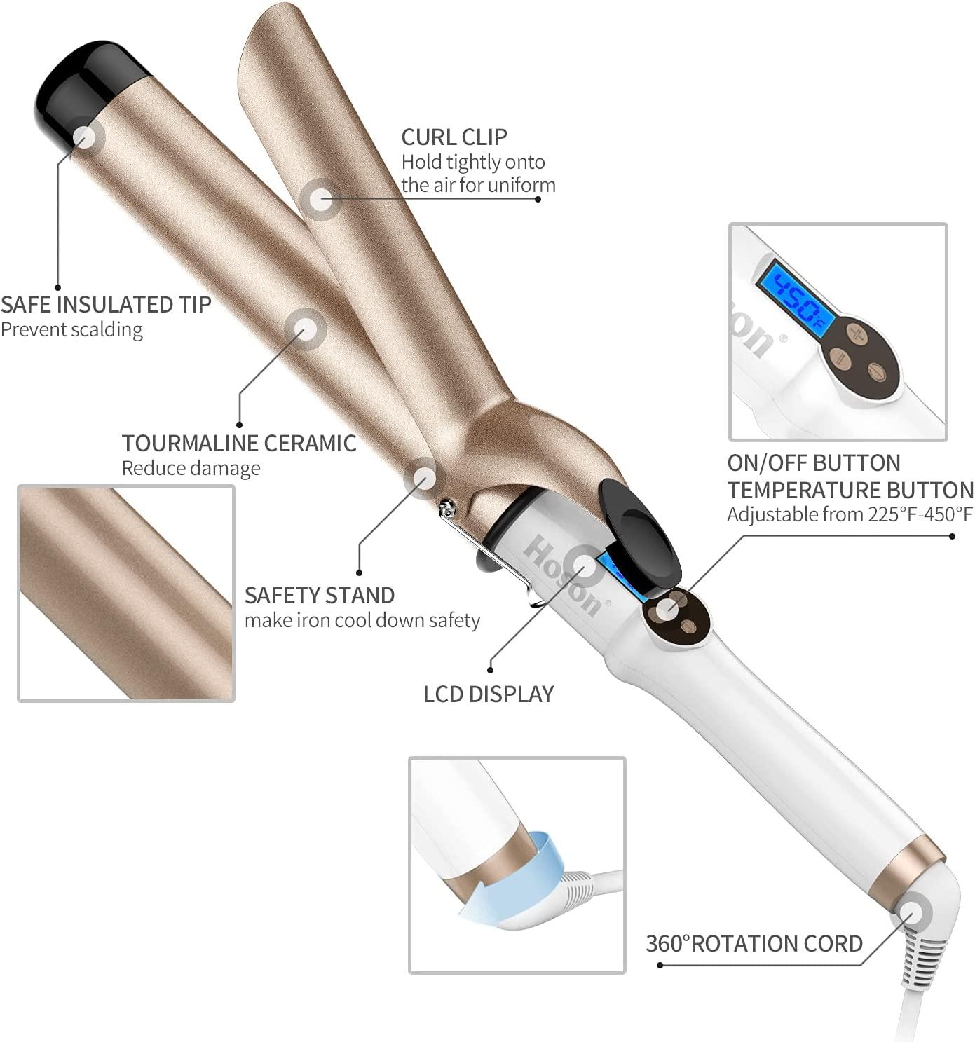 Hoson 1 1/2 Inch Curling Iron Large Barrel, 1.5 Long Barrel Curling