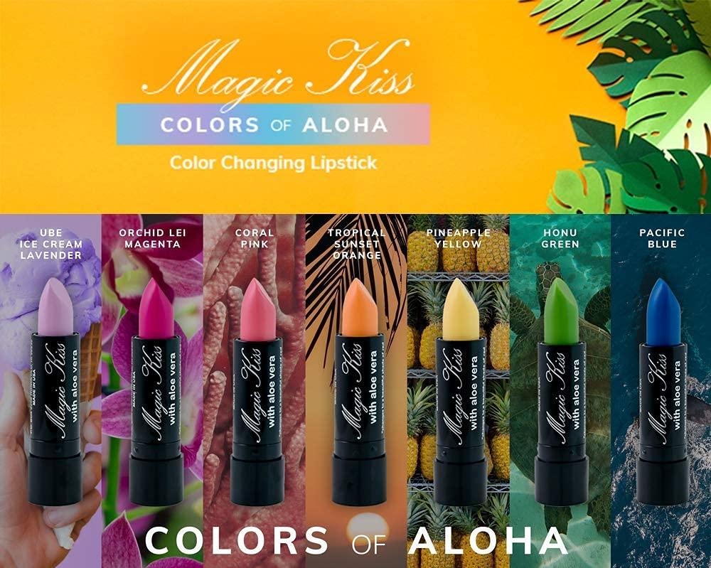 Magic Kiss Lipstick Set Aloe Vera Color Changing 6 Pack MADE IN USA (Red)