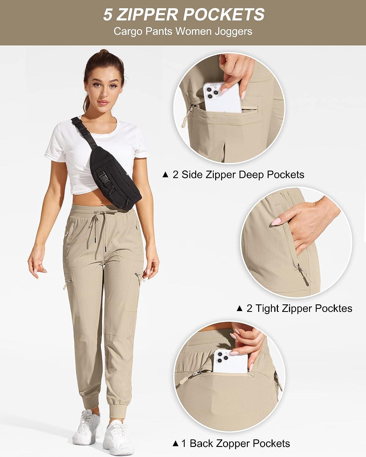 Women’s Cargo Hiking Pants Lightweight Joggers Quick Dry Water Resistant  Lounge Outdoor Travel Pants Zipper Pockets