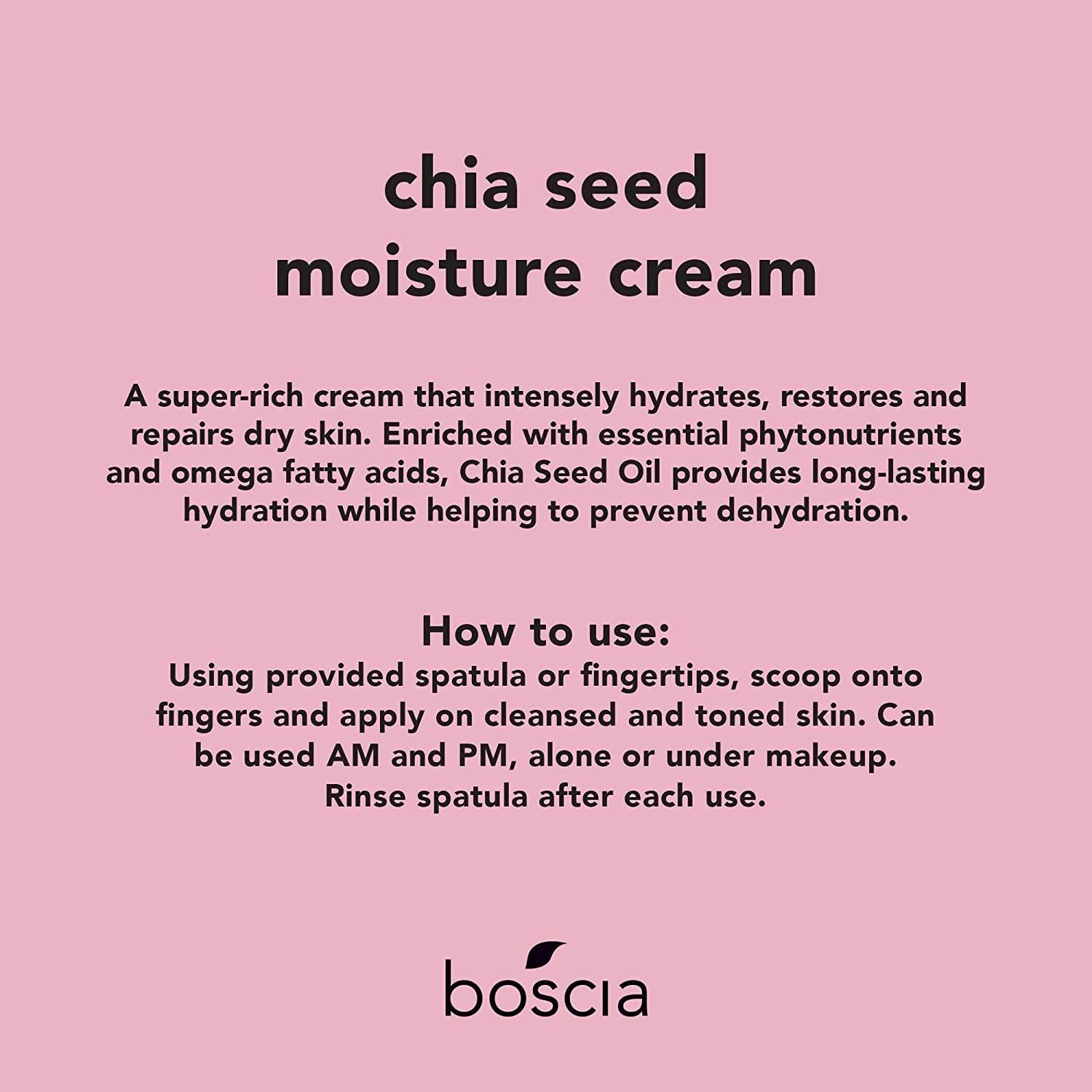 Boscia Chia Seed Moisture Cream Vegan Skincare. Sensitive Skin Face Lotion with Elderberry