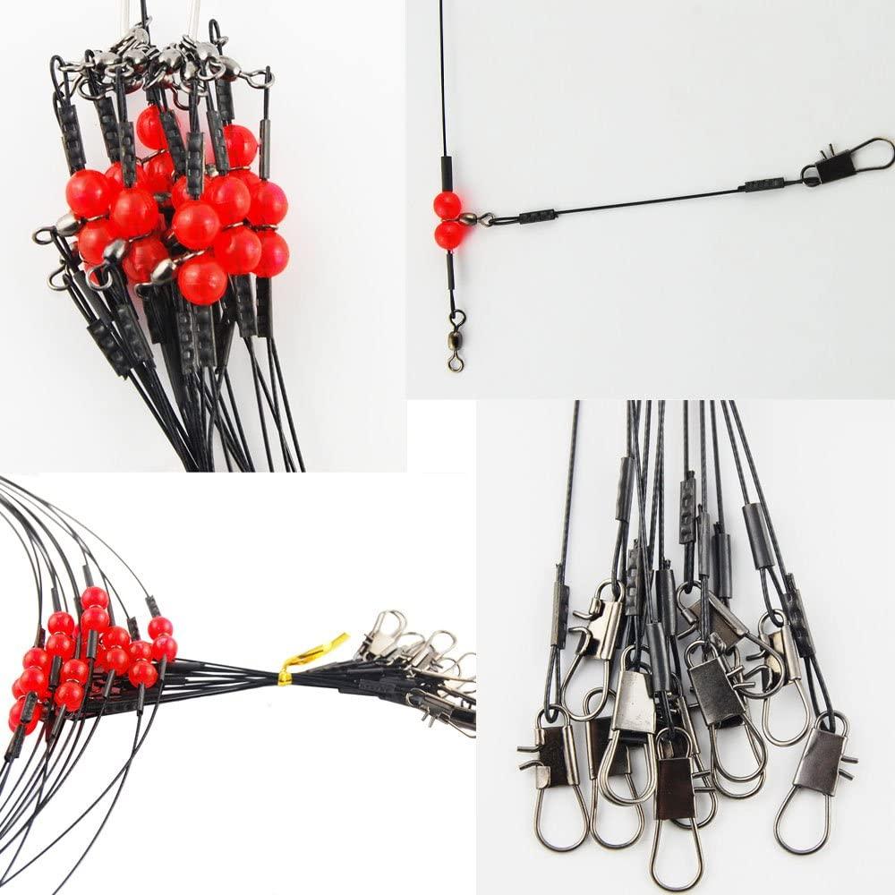 10 Pcs Anti Bite Line Wire Leaders With Swivels Drop Fishing Snaps Saltwater