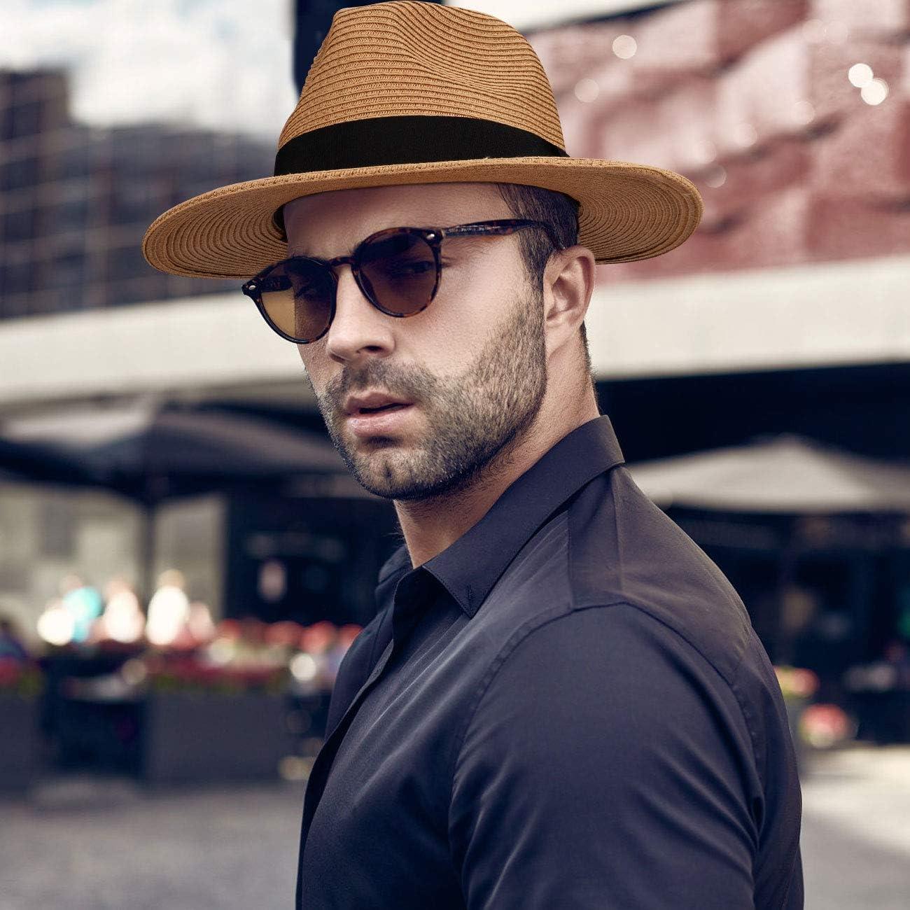 MAYLISACC Sun Hats for Men Wide Brim Panama Hat Beach Hat Straw