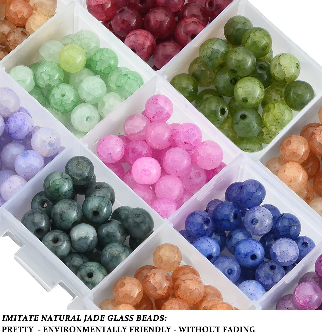 Glass Beads for Jewelry Making Kit 8MM Imitating Natural Jade