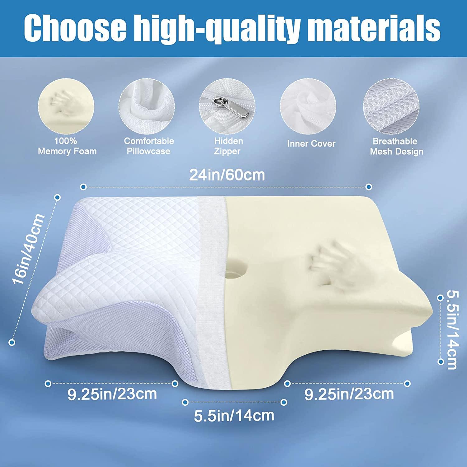 HOMCA Memory Foam Cervical Pillow 2in1 Ergonomic Contour Orthopedic