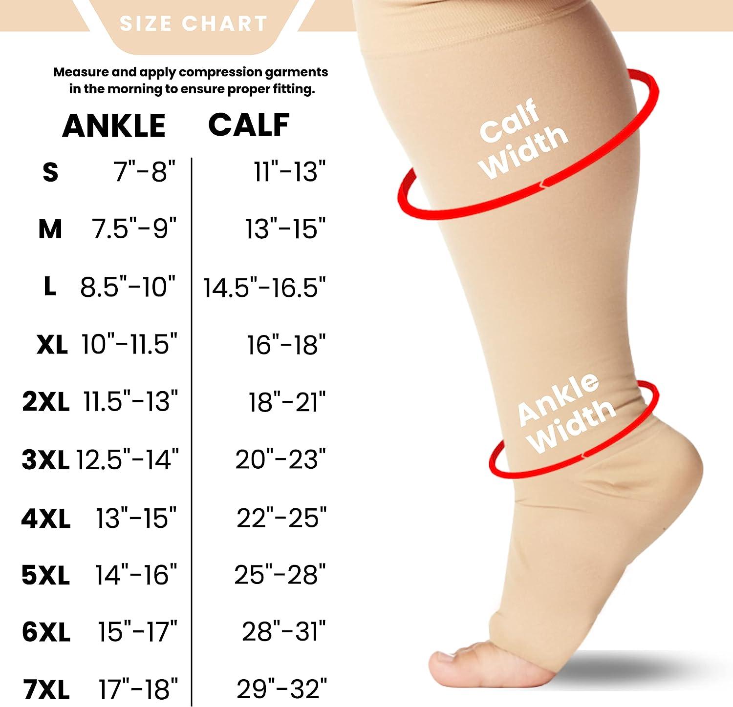 Mojo Compression Socks - Plus Size XXL Opaque Compression Socks with Extra  Wide Calf - Knee-High Support Socks - Open Toe 20-30mmHg - Ideal for Spider  Veins, Swelling, Lymphedema and DVT Brown