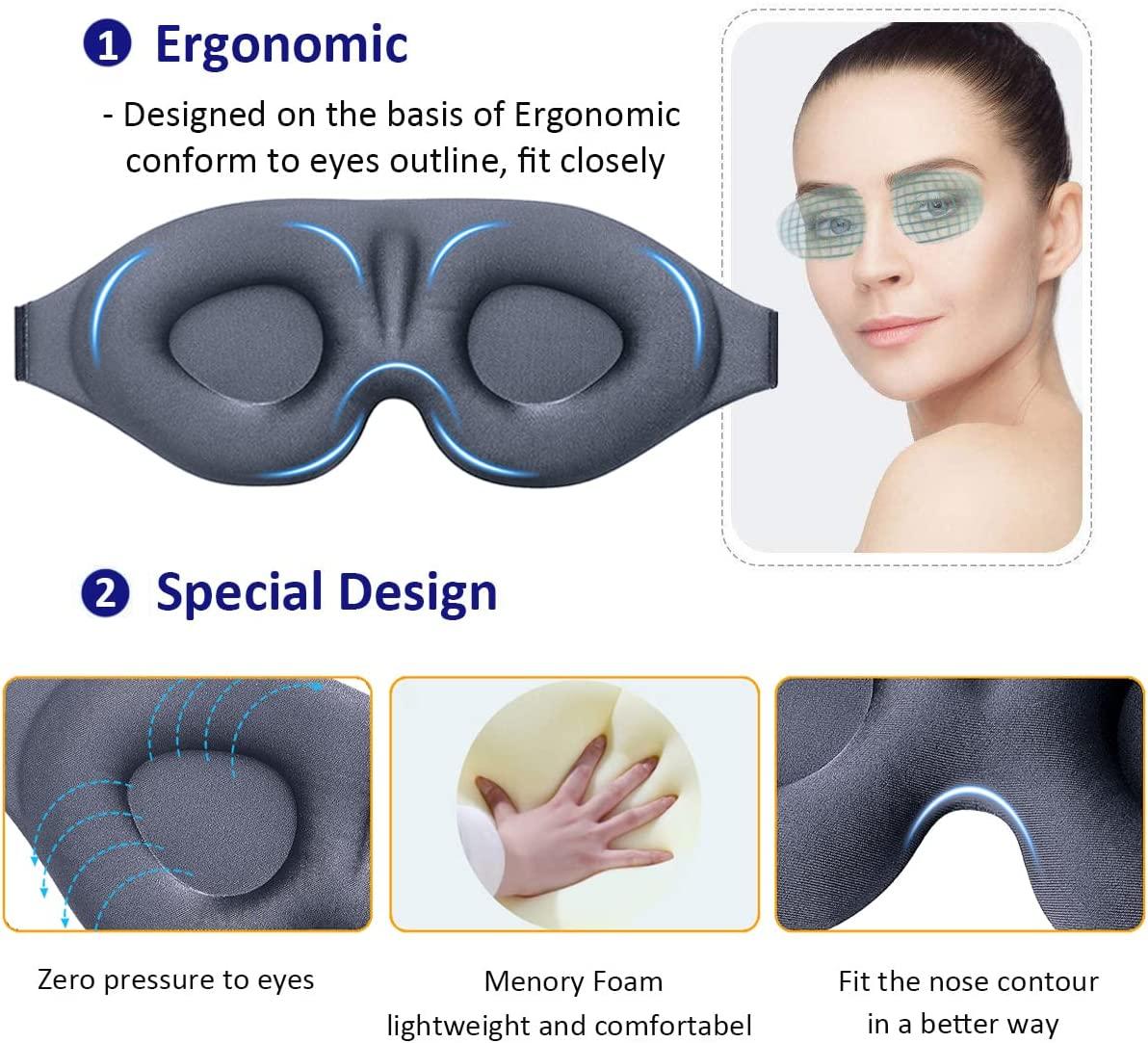 MZOO Sleep Eye Mask for Men Women, 3D Contoured Cup Sleeping Mask