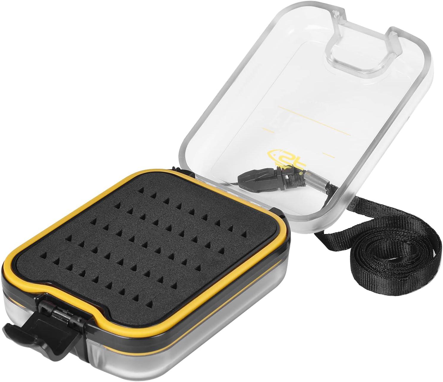 SF Fly Fishing Box Double-Sided Small with Lanyard Waterproof Pocket Clear  Lid Easy Grip Foam Insert Ice Fishing Jig Head Black Small